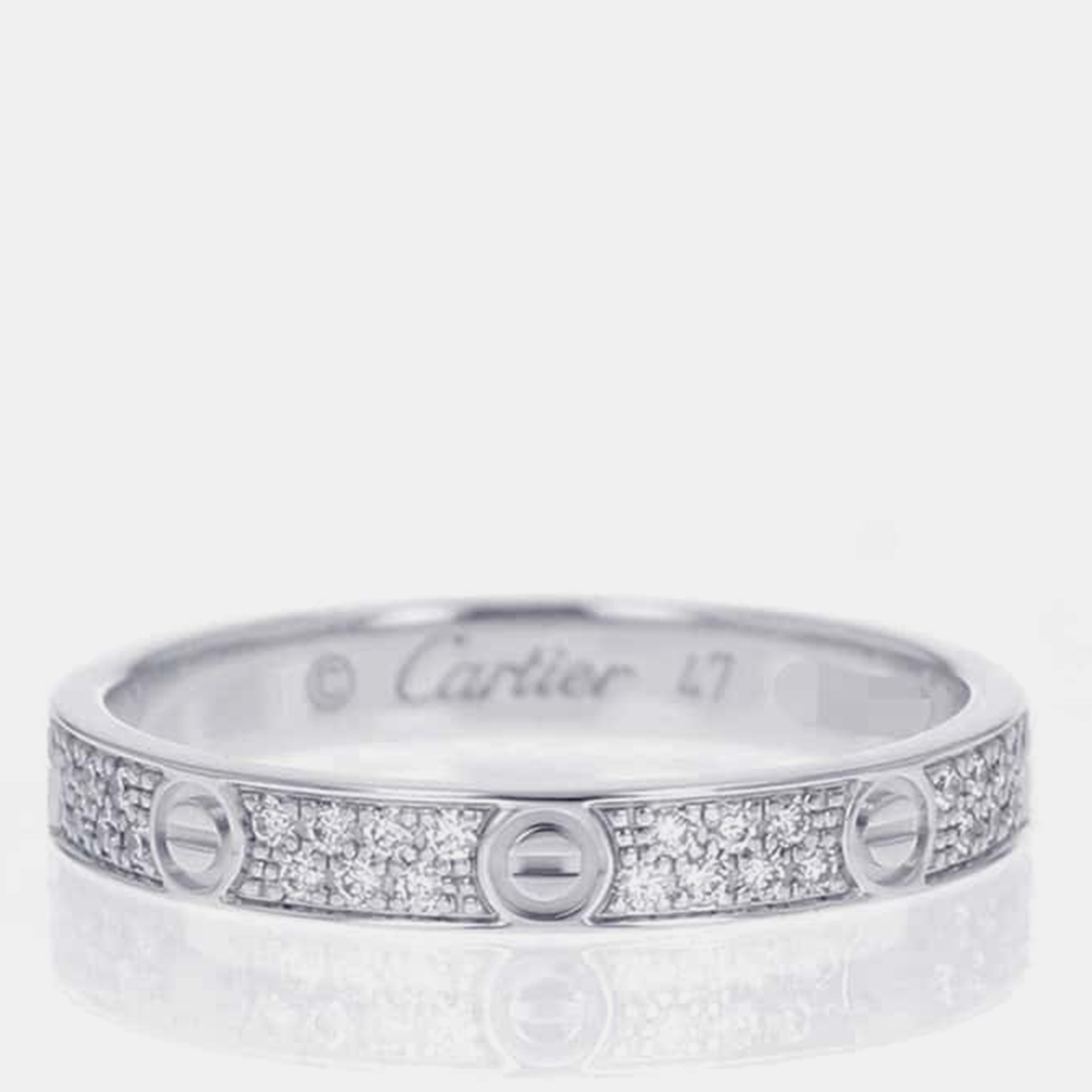 

Cartier 18K White Gold Love Ring Small Model Diamond Size