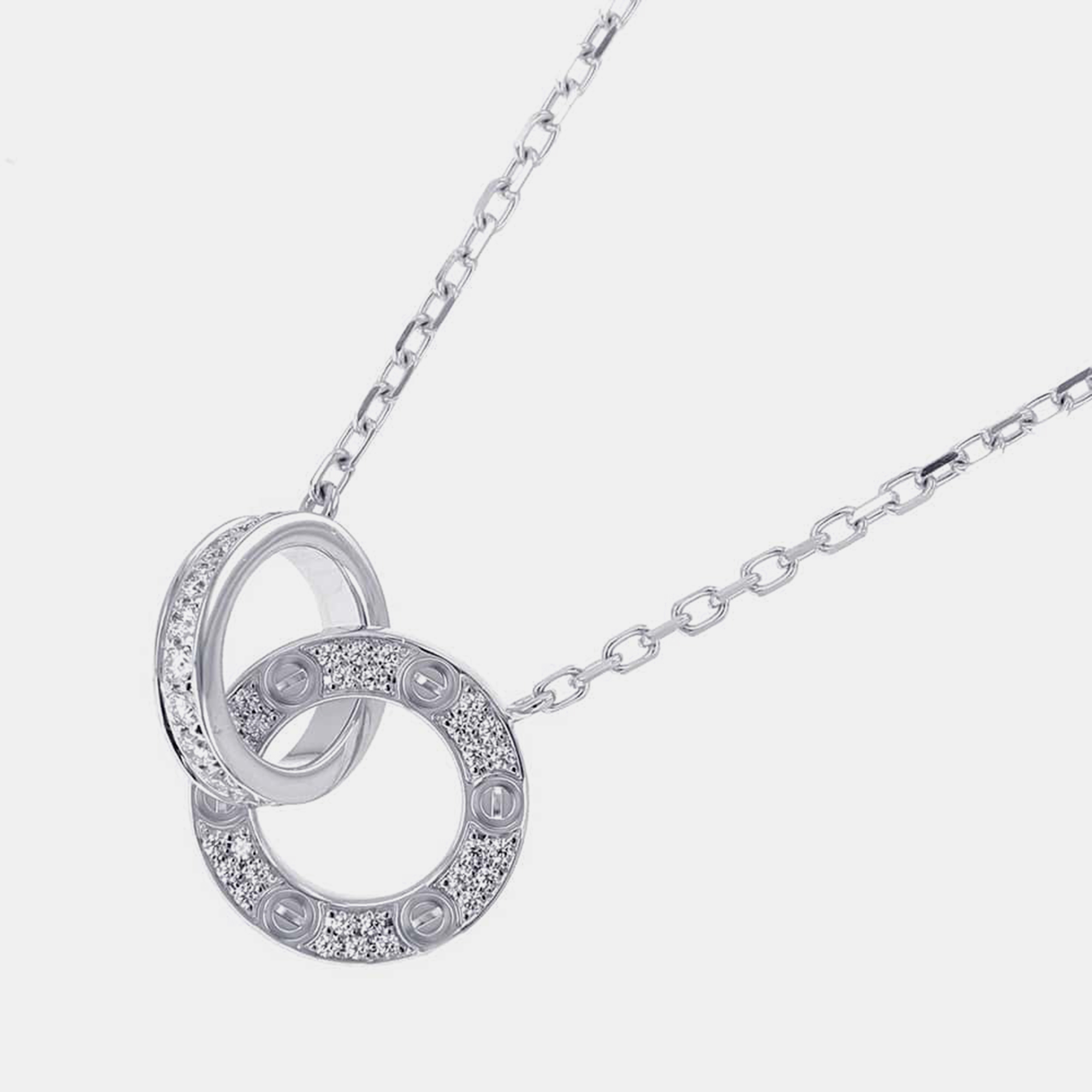 18K White Gold and Diamond Love Pendant Necklace