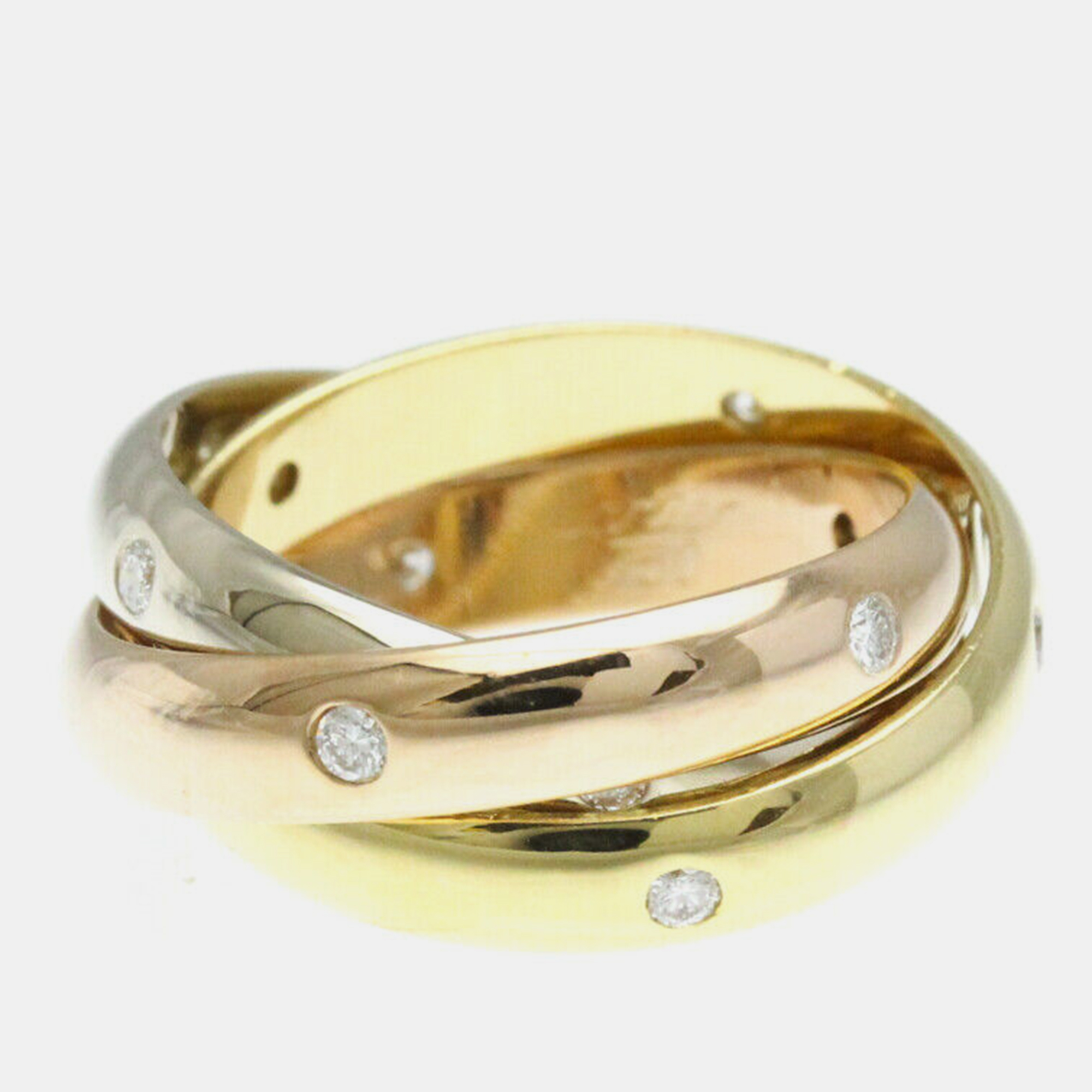 

Cartier Pink Gold White Gold Yellow Gold Trinity Ring EU 50