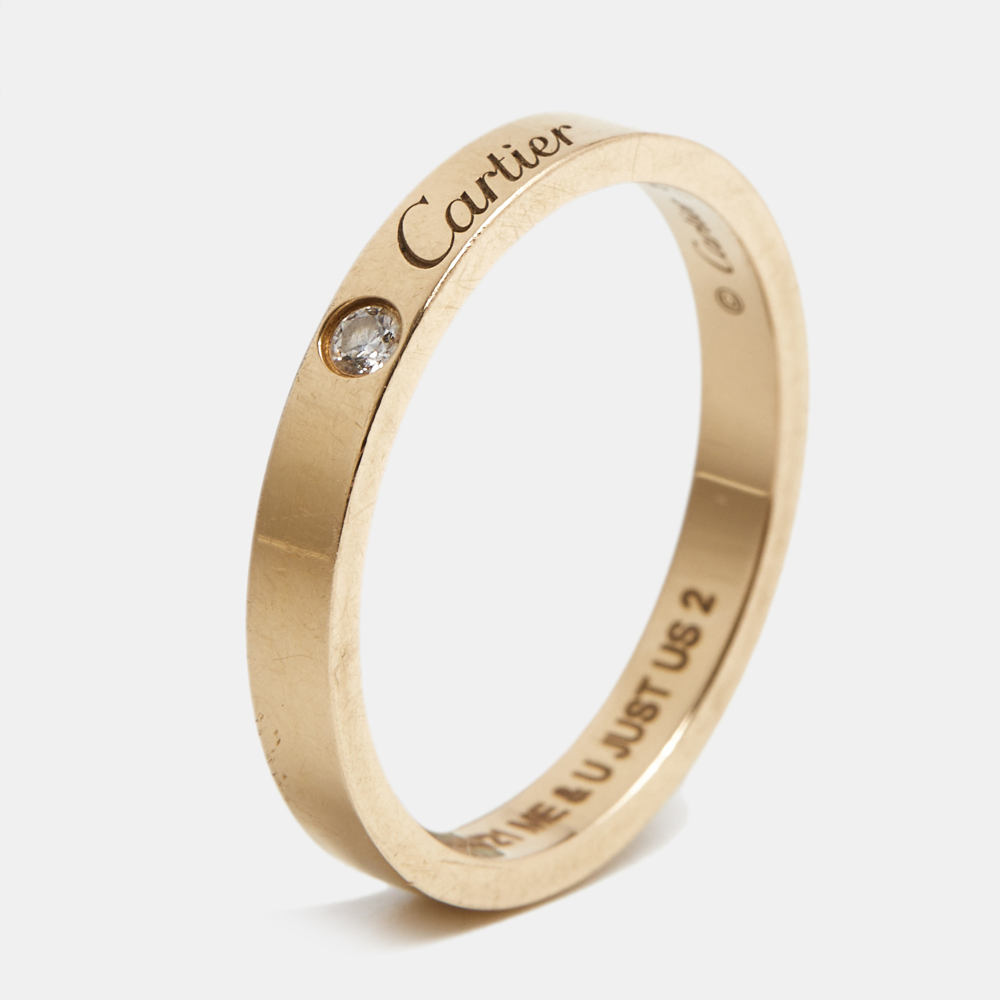 

Cartier C De Cartier Diamond 18k Rose Gold Wedding Band Ring Size