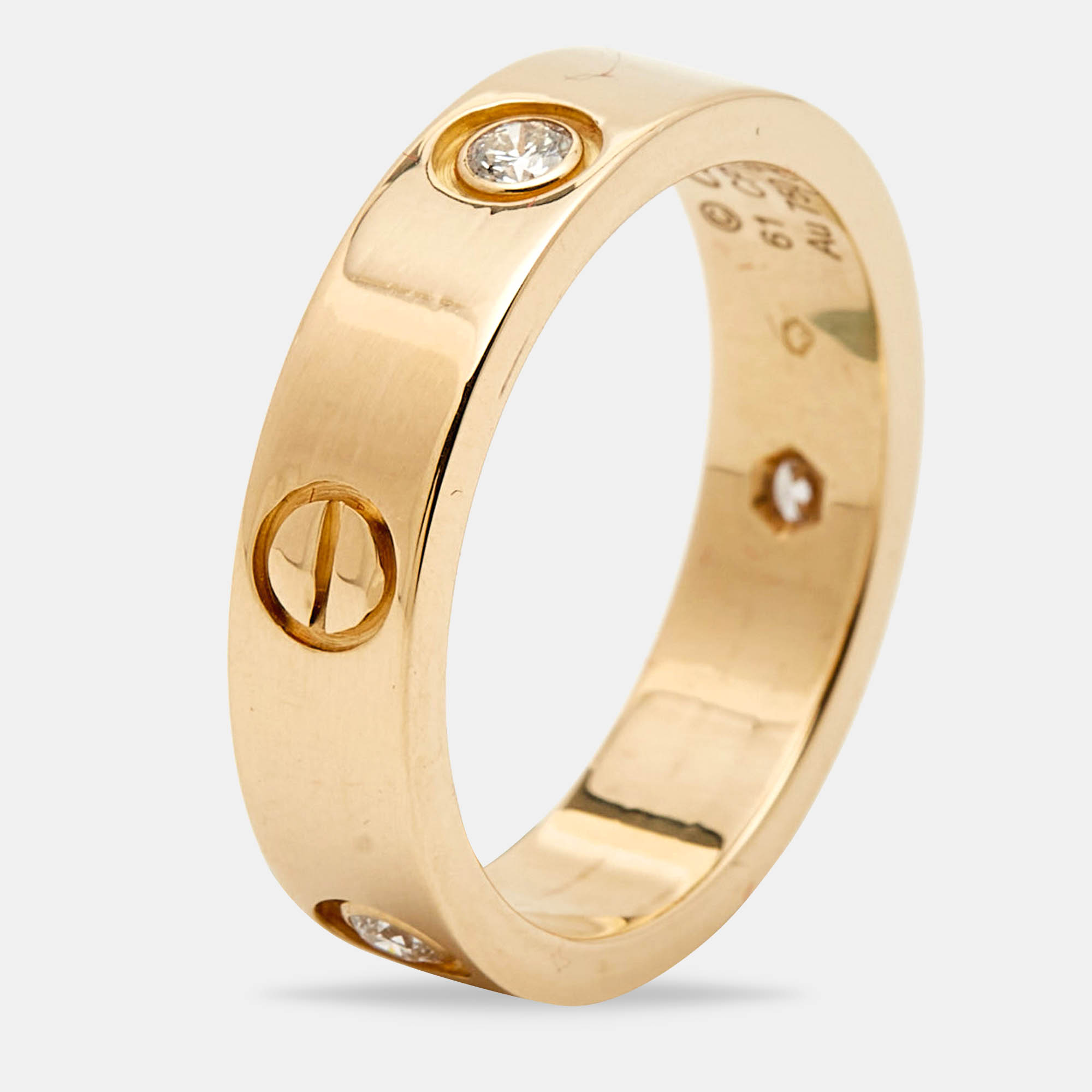 

Cartier Love 3 Diamonds 18k Yellow Gold Ring Size