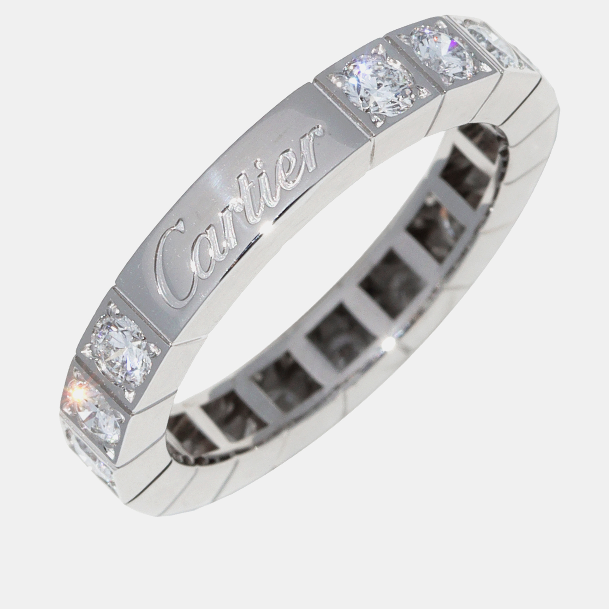 

Cartier 18K White Gold and Diamond Lanieres Band Ring EU 47