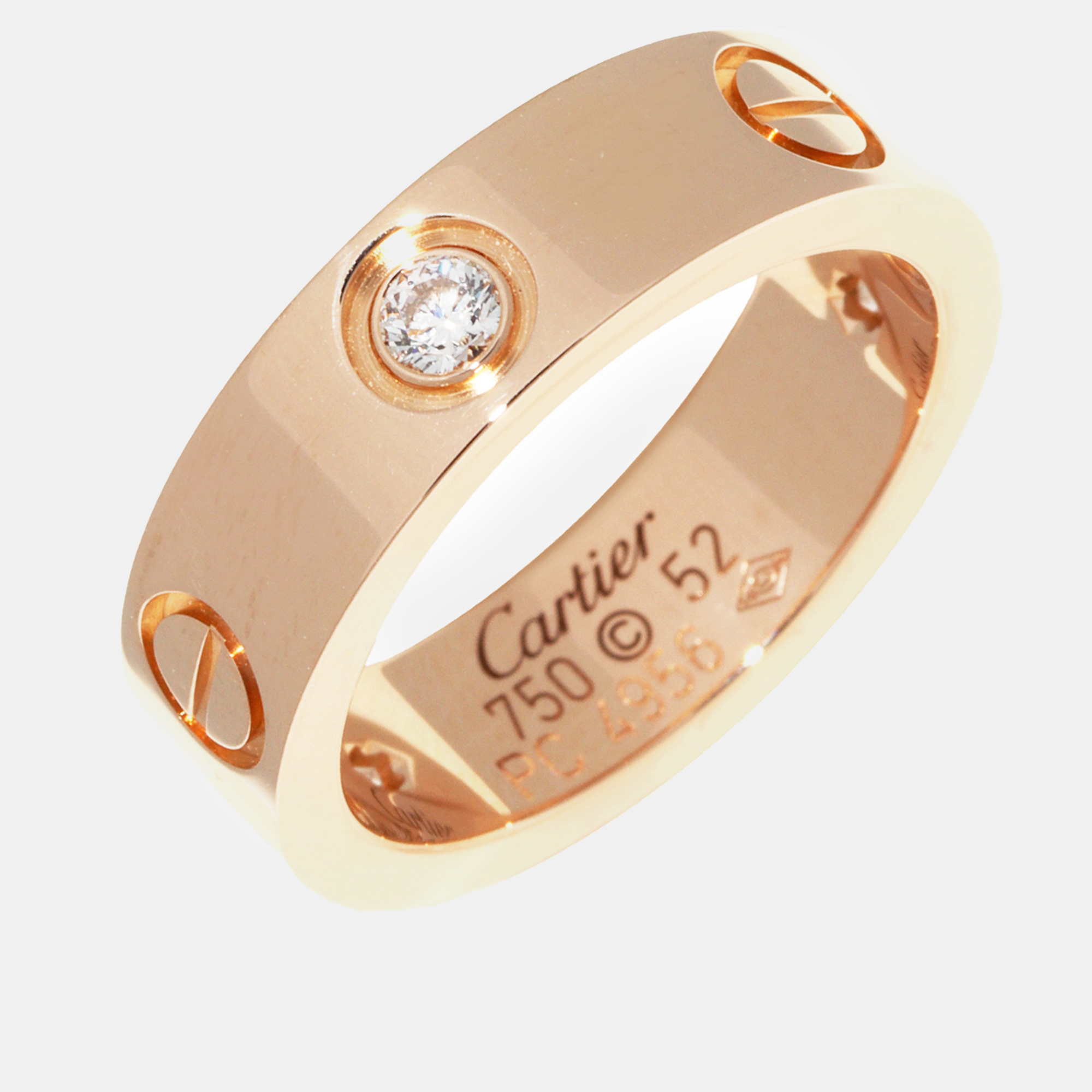 

Cartier 18K Rose Gold and Diamond Love Band Ring EU 52