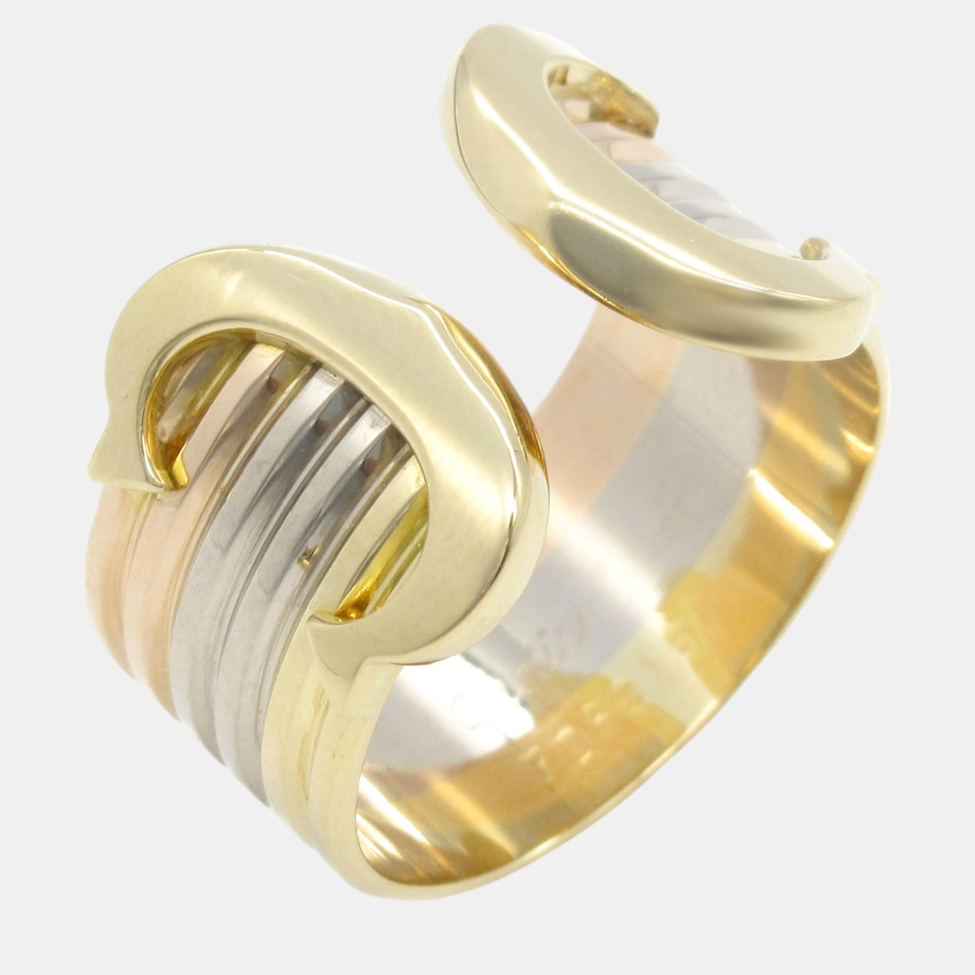 

Cartier 18K Yellow, White and Rose Gold C De Cartier Band Ring EU 53