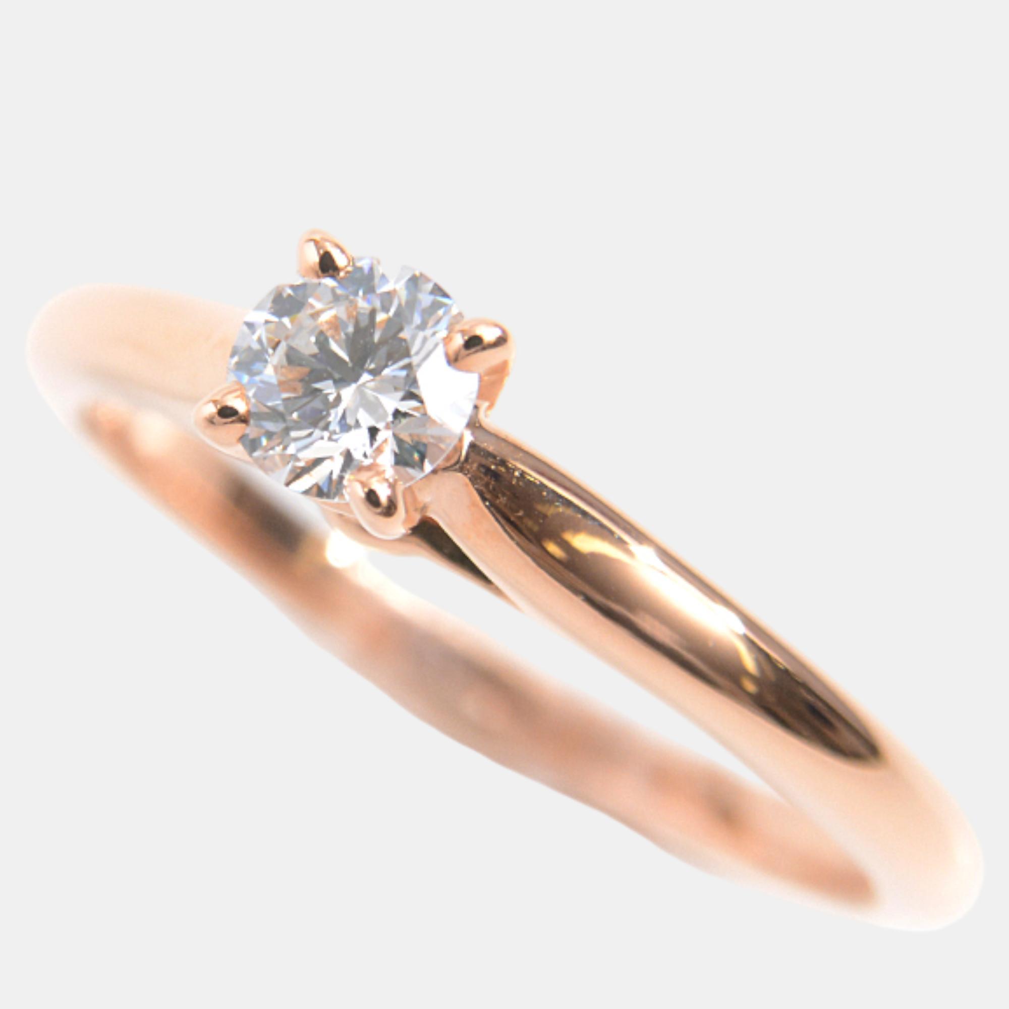 

Cartier 18K Rose Gold and Diamond Solitaire Ring EU 49