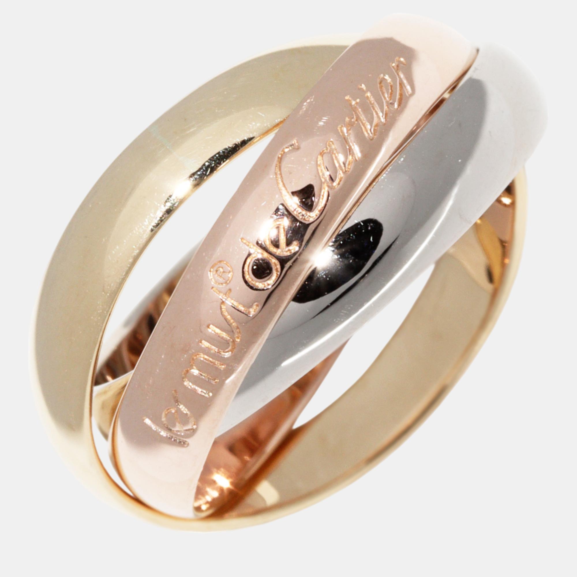 

Cartier 18K Yellow, Rose, White Gold Trinity Band Ring EU 48