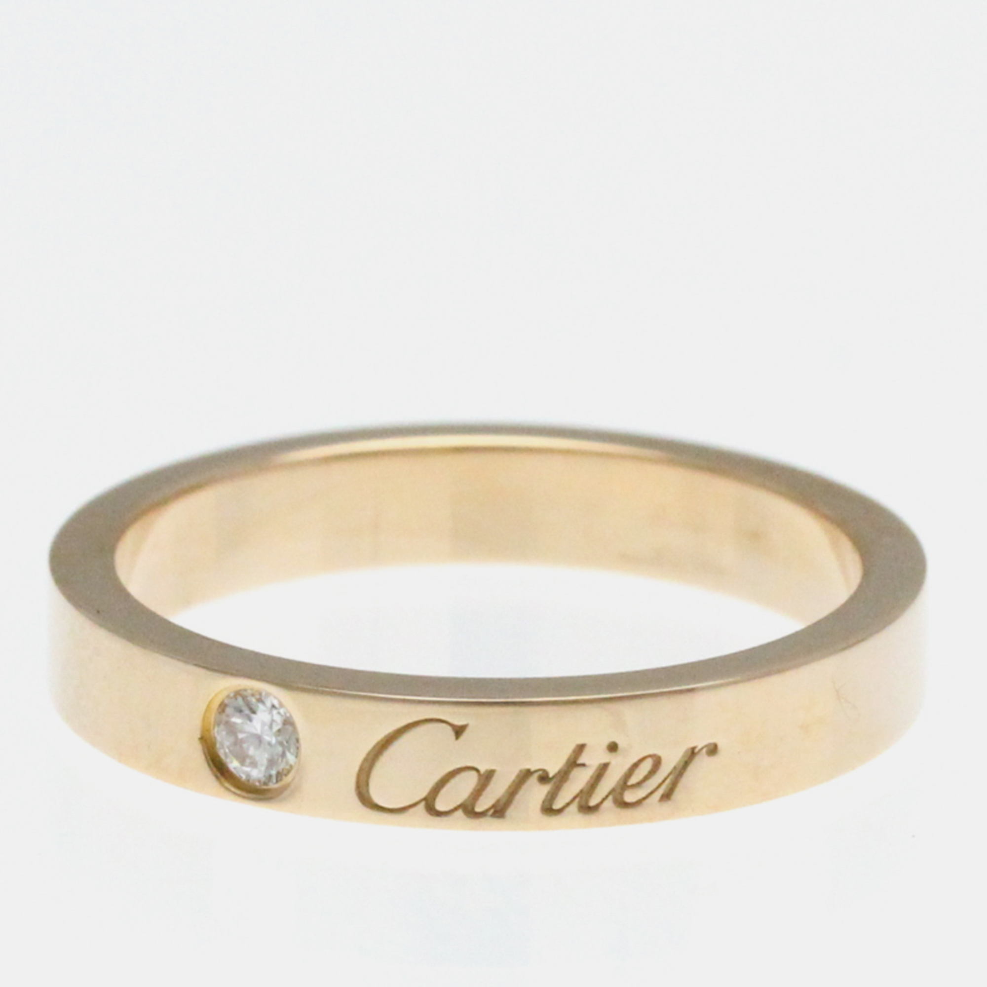 

Cartier 18K Rose Gold and Diamond C De Cartier Band Ring EU 50