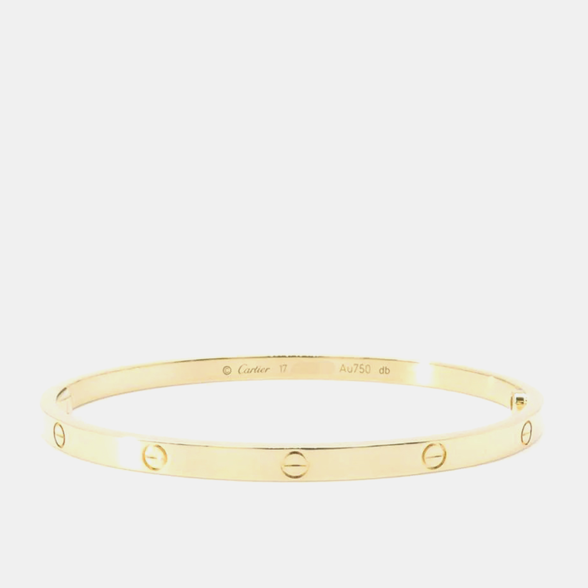 Pre-owned Cartier 18k Yellow Gold Love Bracelet Size 17