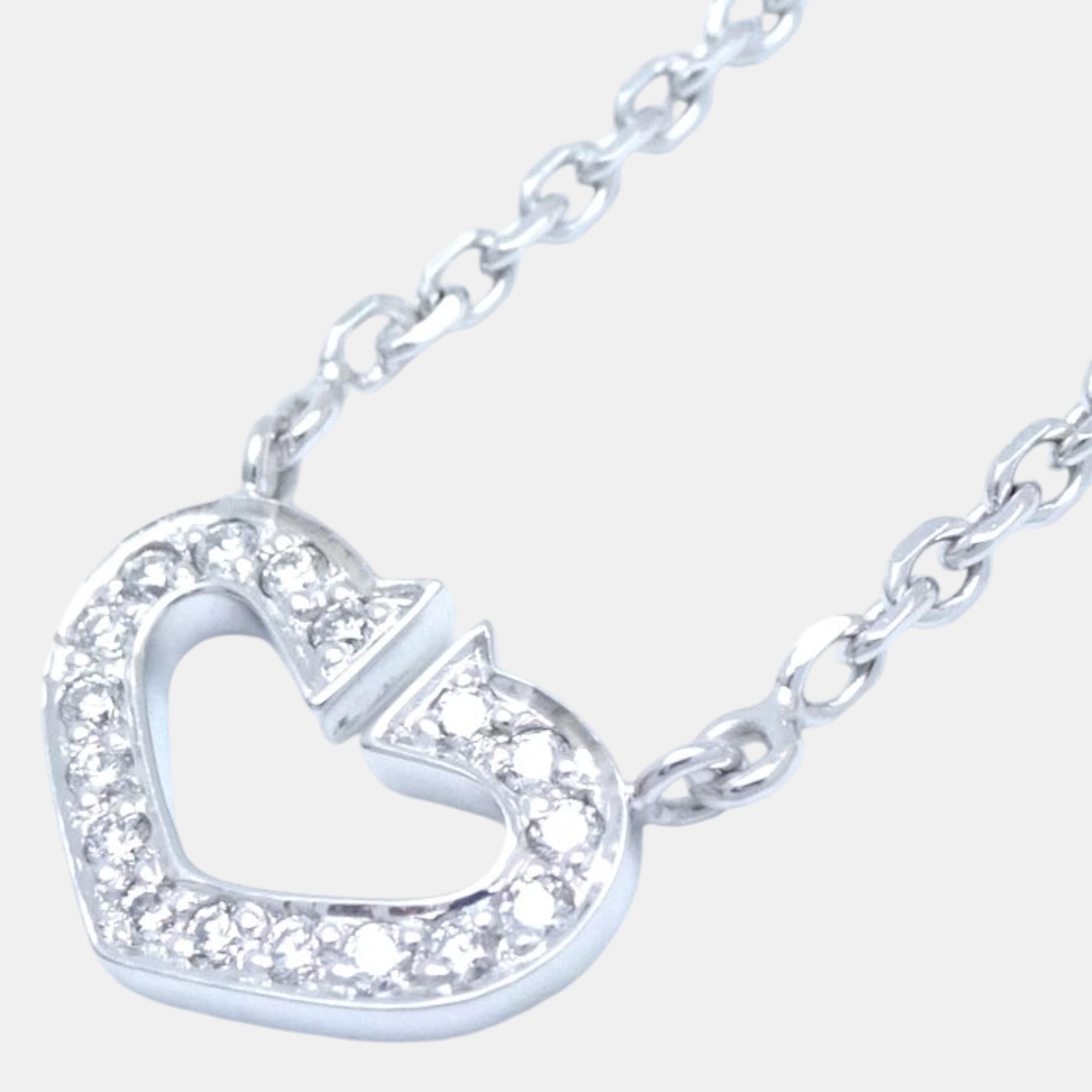 

Cartier 18K White Gold Diamond C De Cartier Heart Necklace