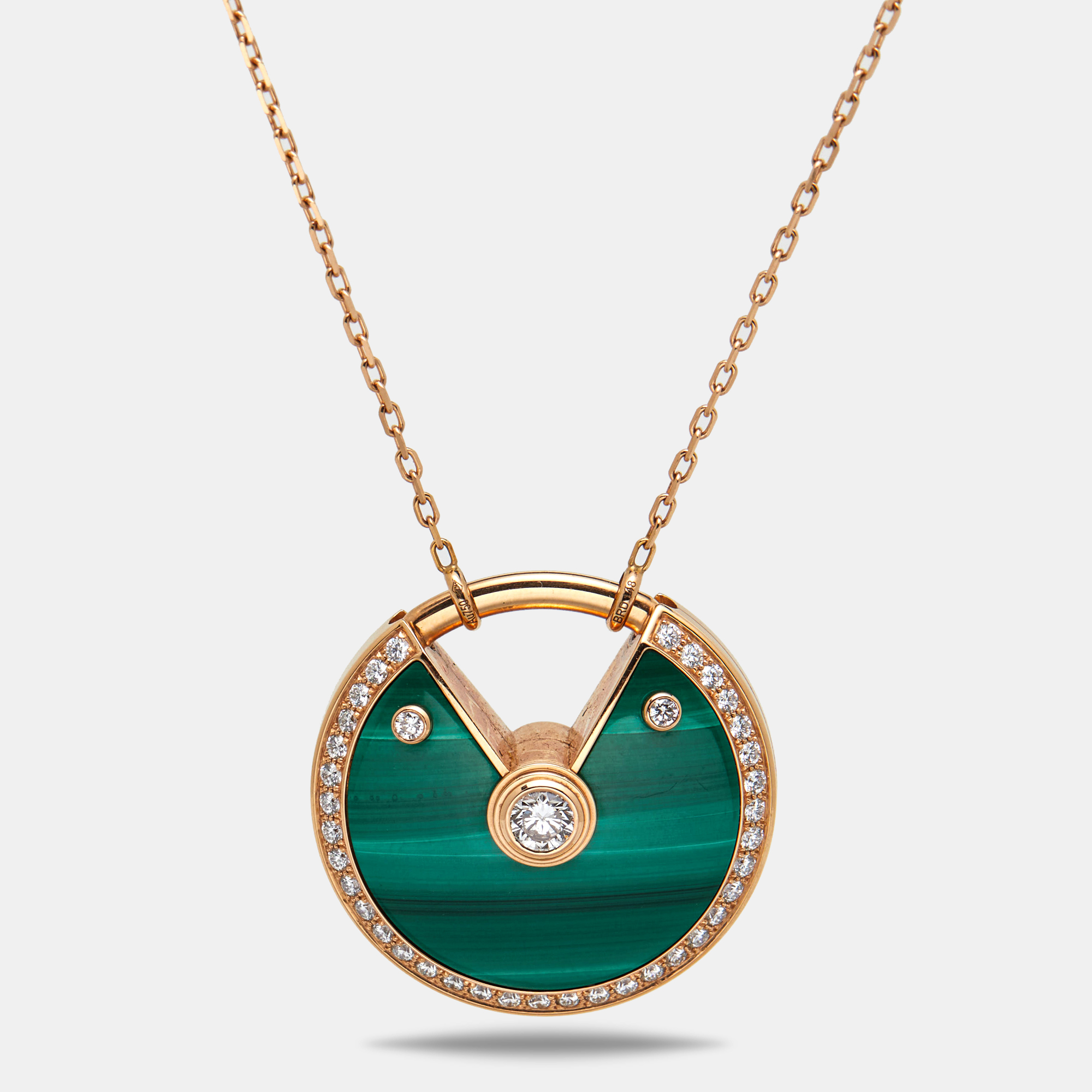 

Cartier Amulette De Cartier Diamonds Malachite 18k Rose Gold Long Necklace