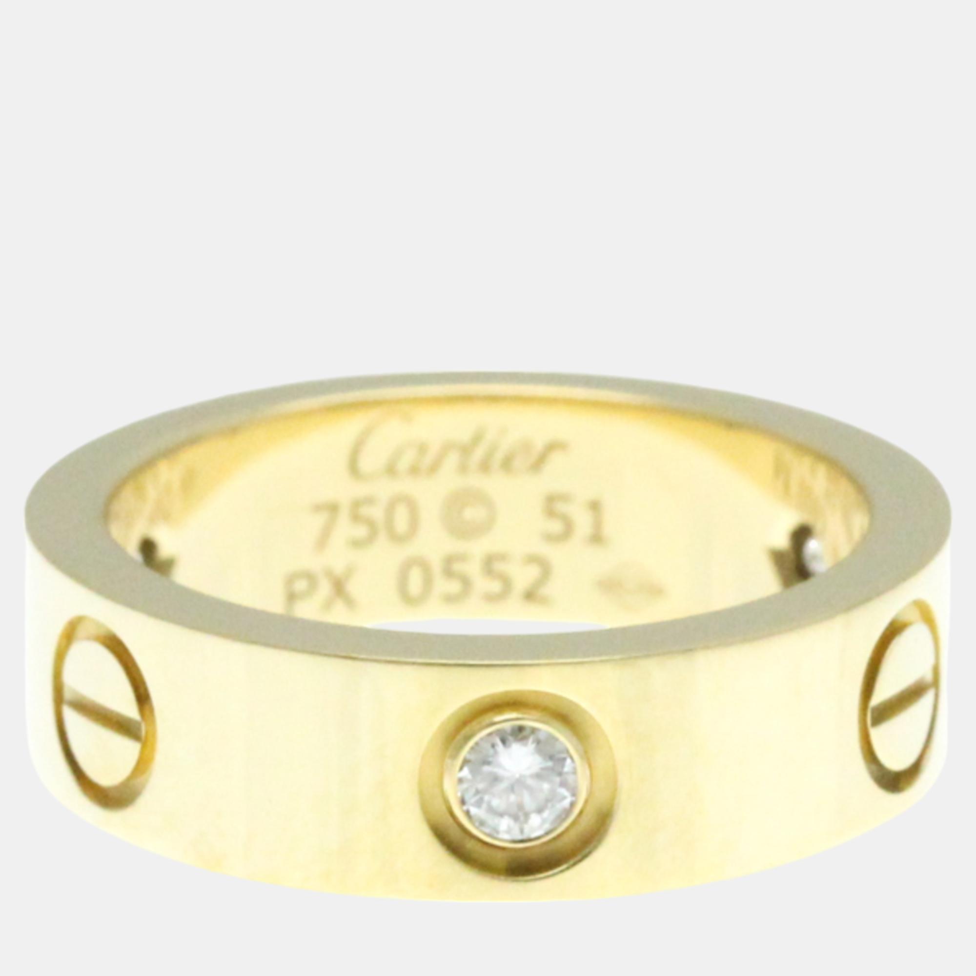 

Cartier 18K Yellow Gold and Diamond Love Band Ring EU 51