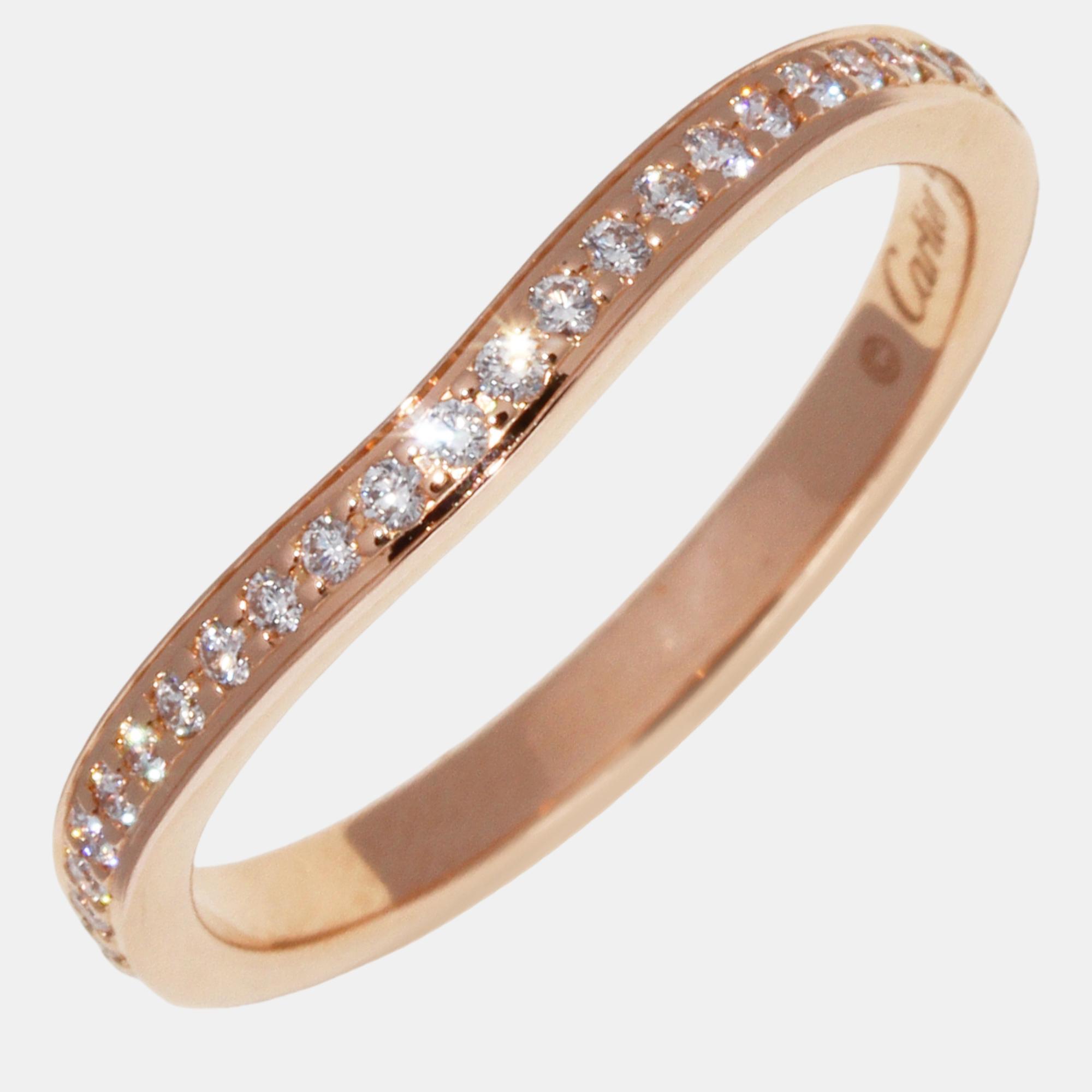 

Cartier 18K Rose Gold Diamonds Ballerina Curve Wedding Ring EU 48