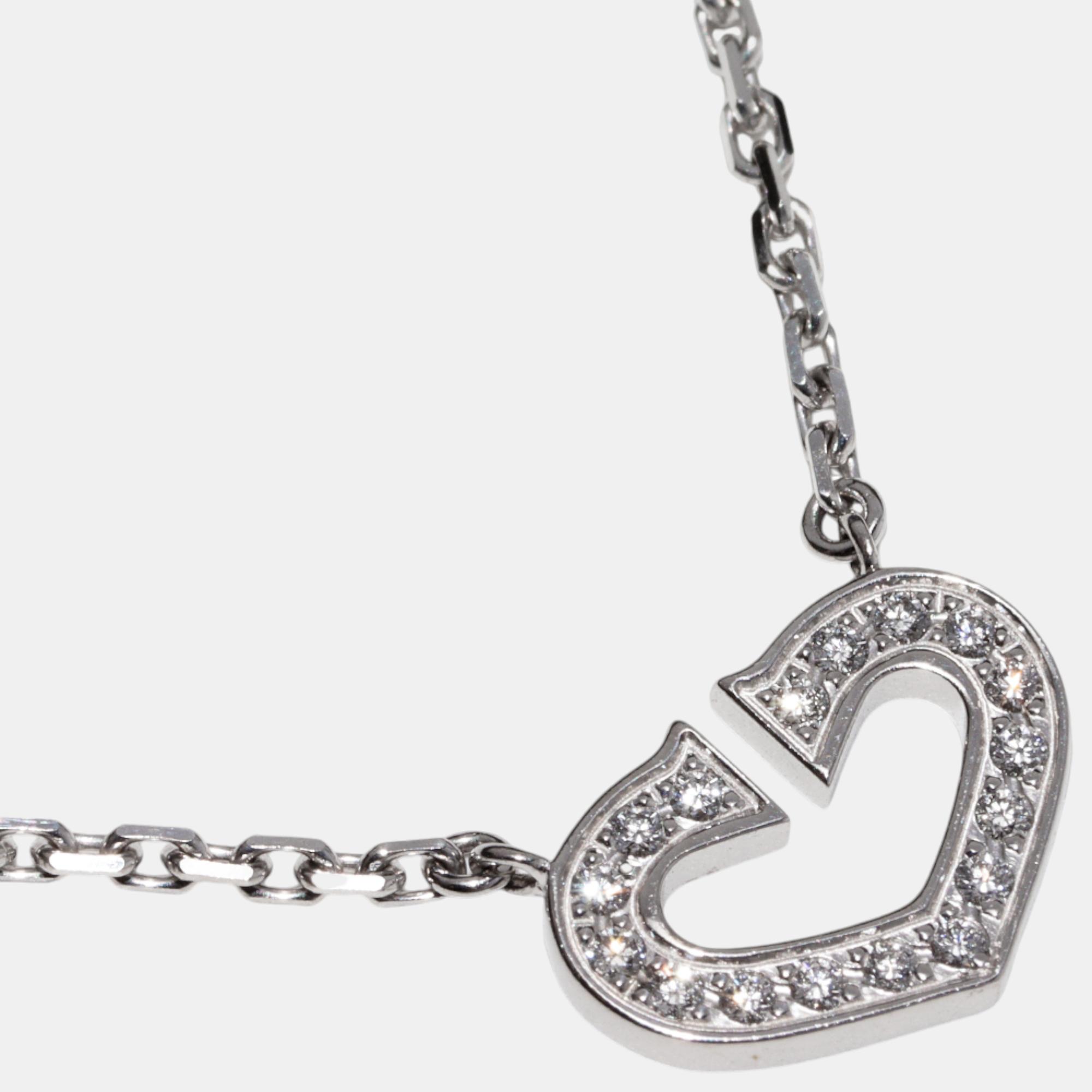 

Cartier 18K White Gold Diamond Heart C Necklace