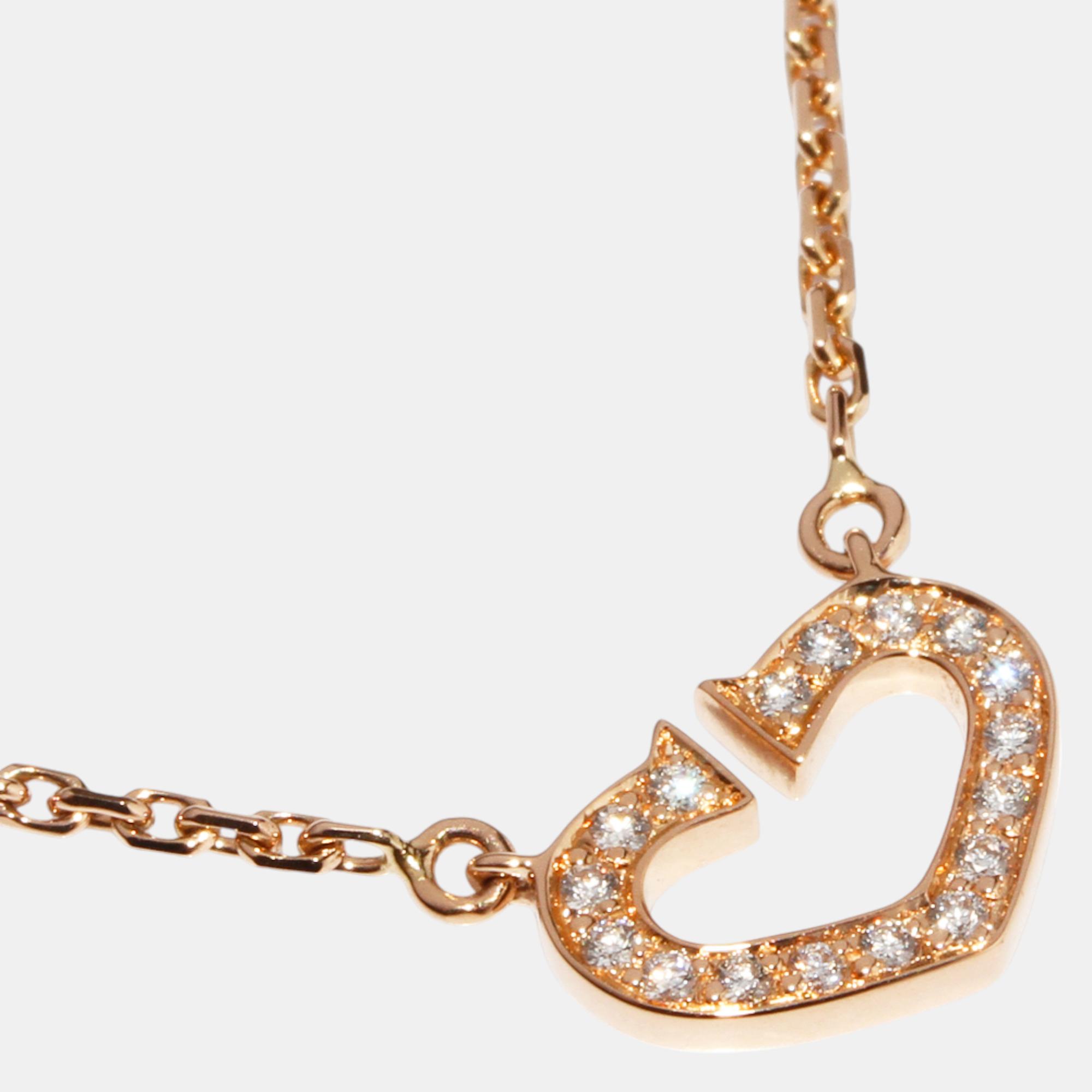 

Cartier 18K Rose Gold and Diamond C de Cartier Pendant Necklace