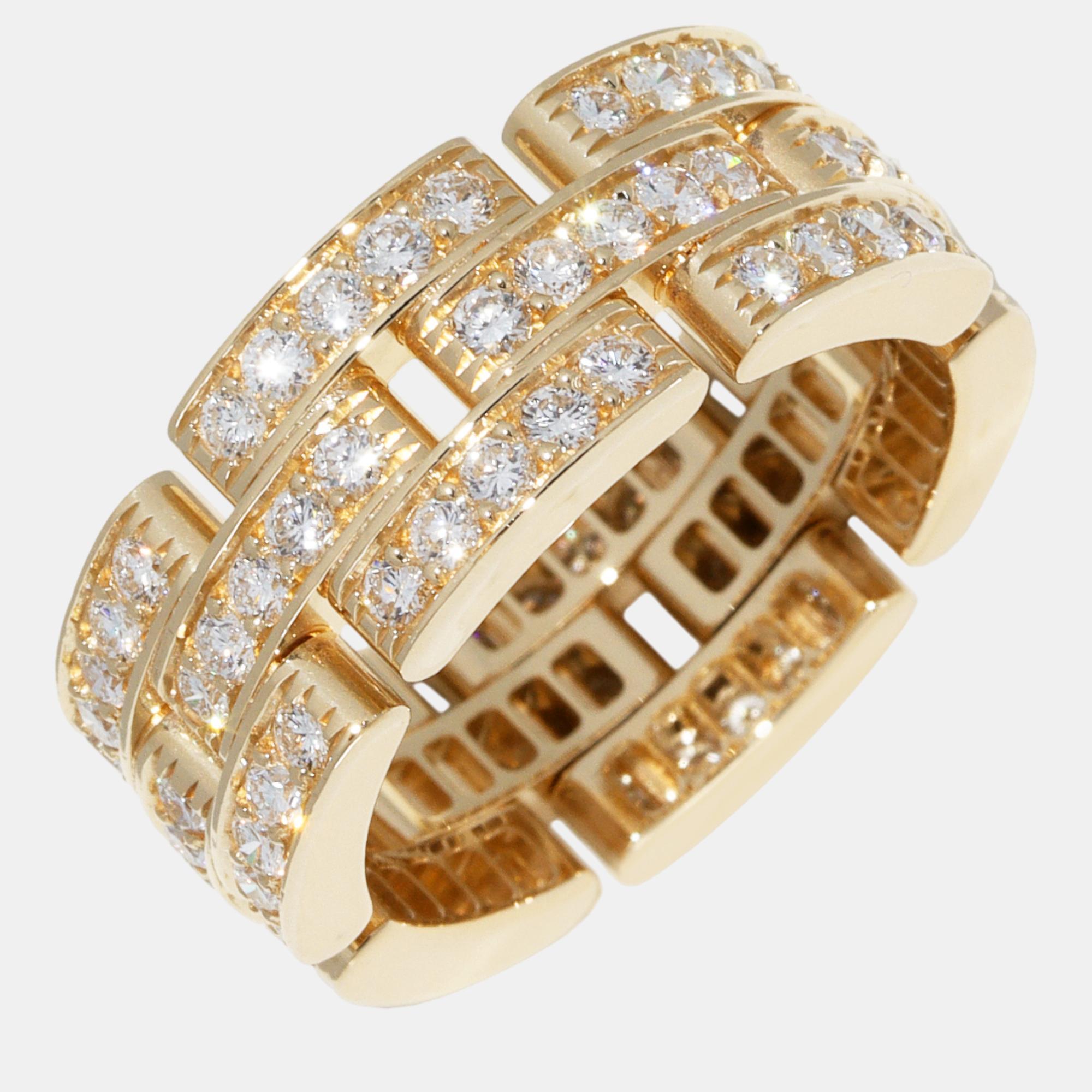 

Cartier 18K Yellow Gold and Diamond Panthere Band Ring EU 54