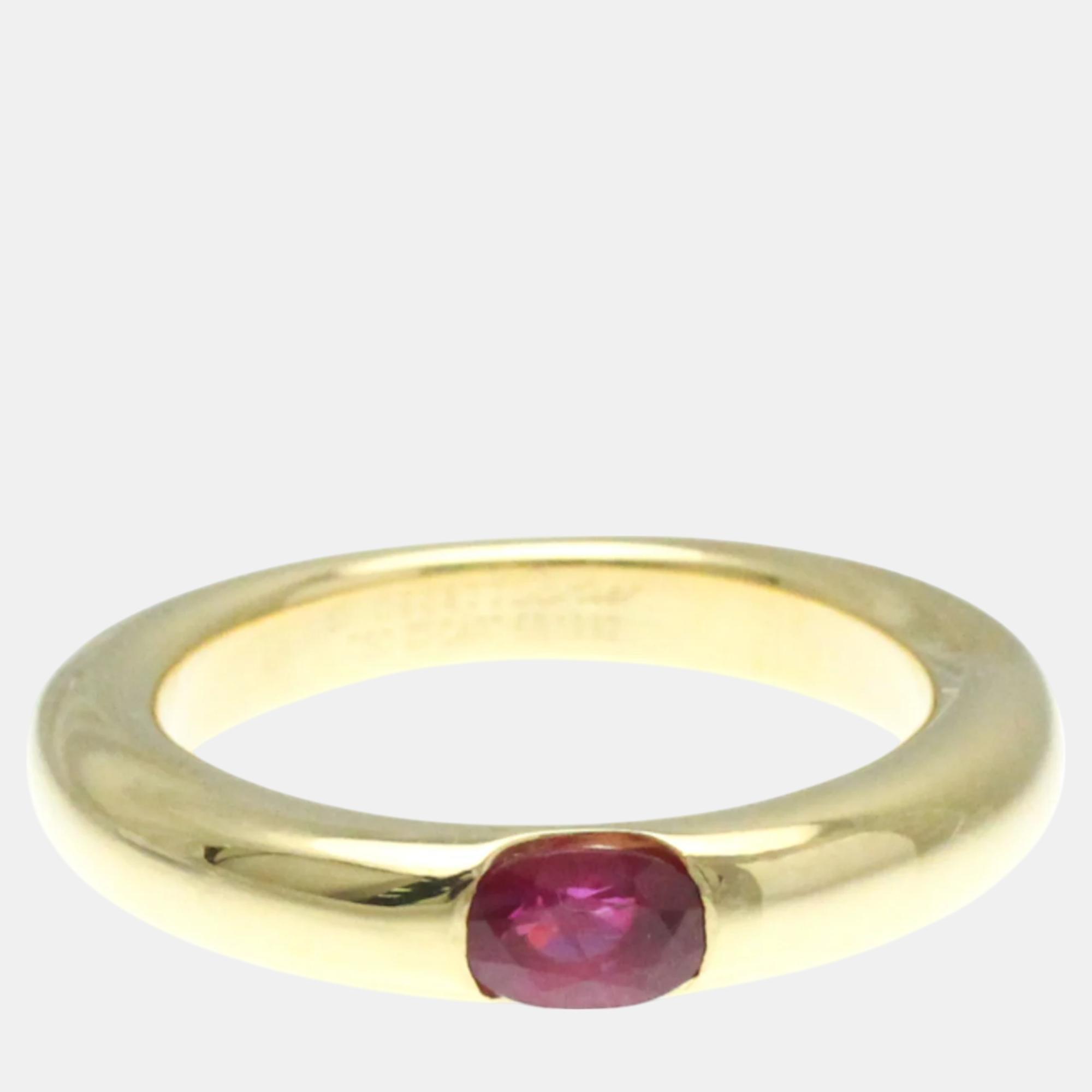 

Cartier 18K Yellow Gold and Ruby Ellipse Band Ring EU 57