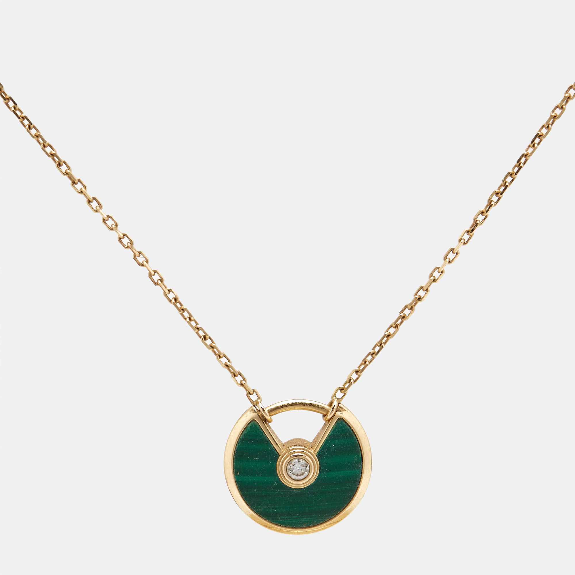 

Cartier Amulette De Cartier Malachite Diamond 18k Rose Gold  Model Necklace