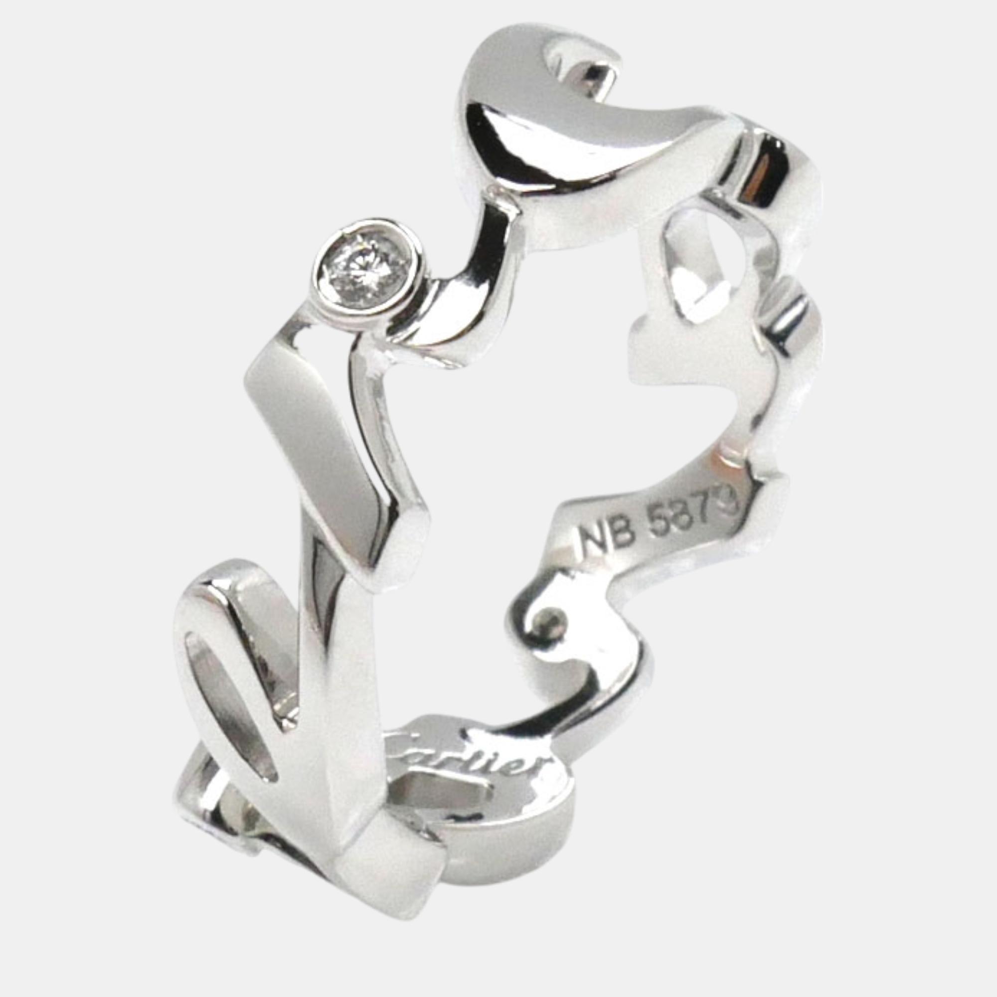 

Cartier White Gold Diamond Signature Ring White Metal