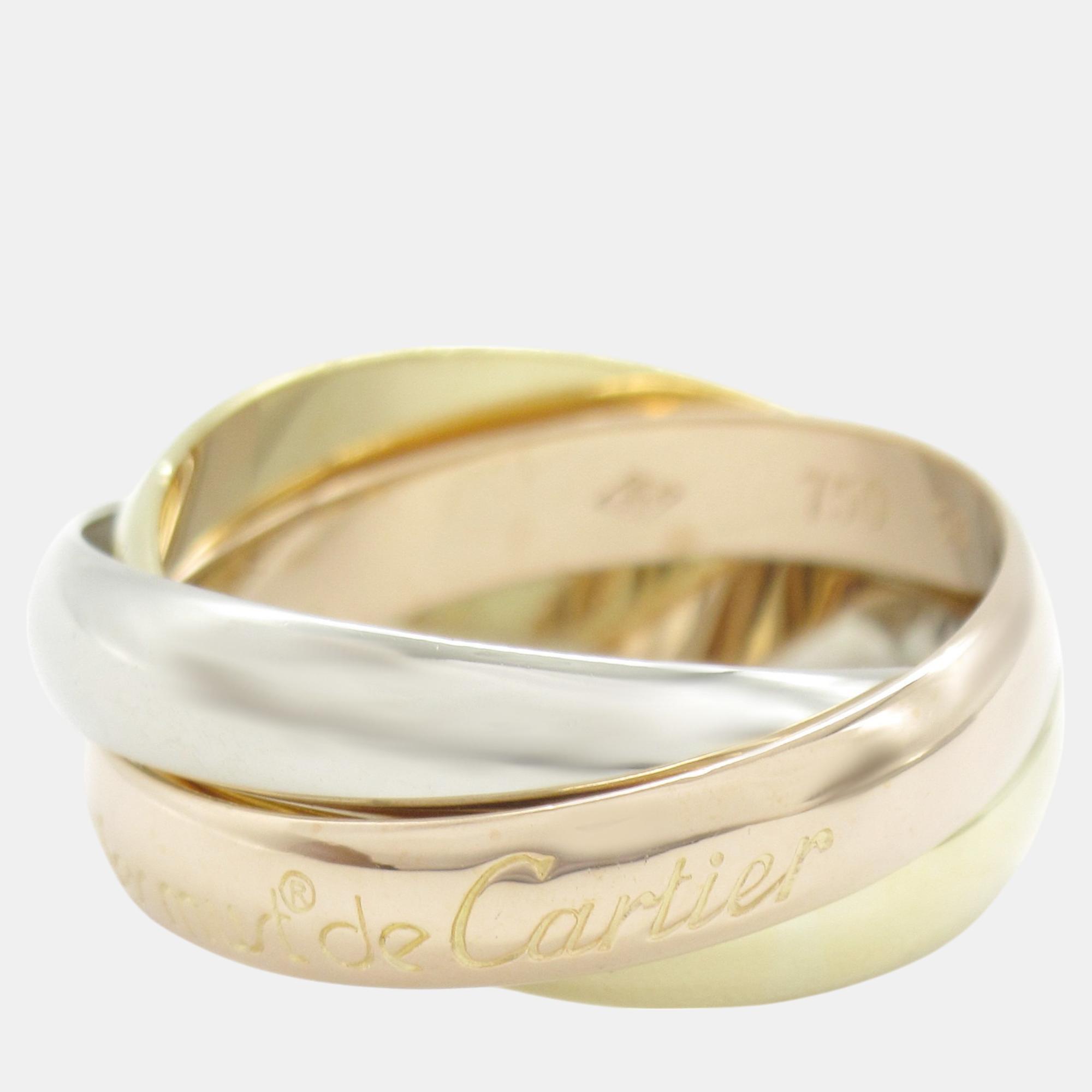 

Cartier 18K Rose, Yellow and White Gold Trinity Band Ring EU 50