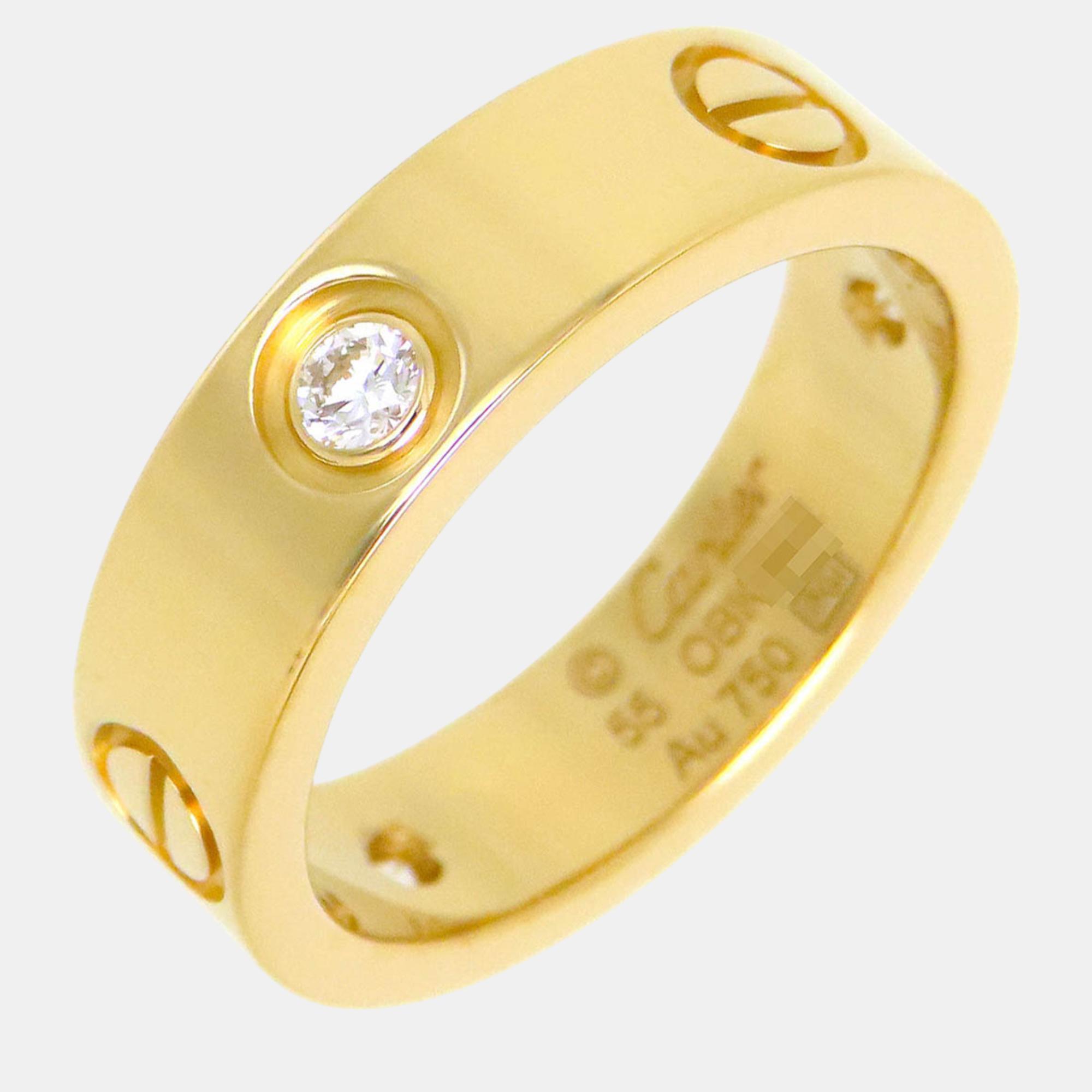 

Cartier 18K Yellow Gold and Diamond Love Band Ring EU 55