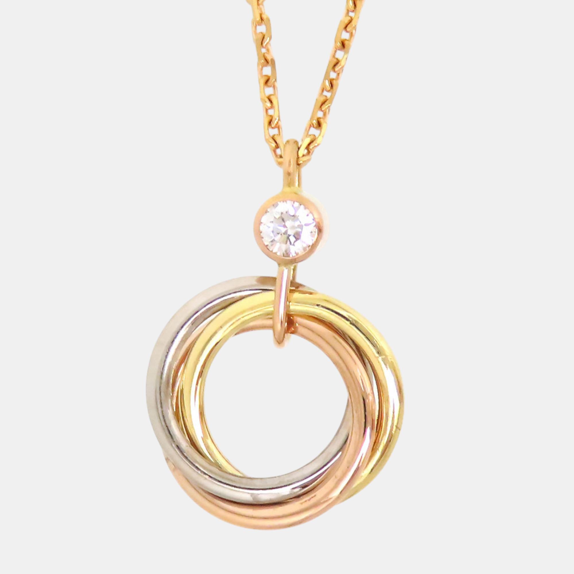 

Cartier 18K Yellow, Rose, White Gold and Diamond Trinity Pendant Necklace