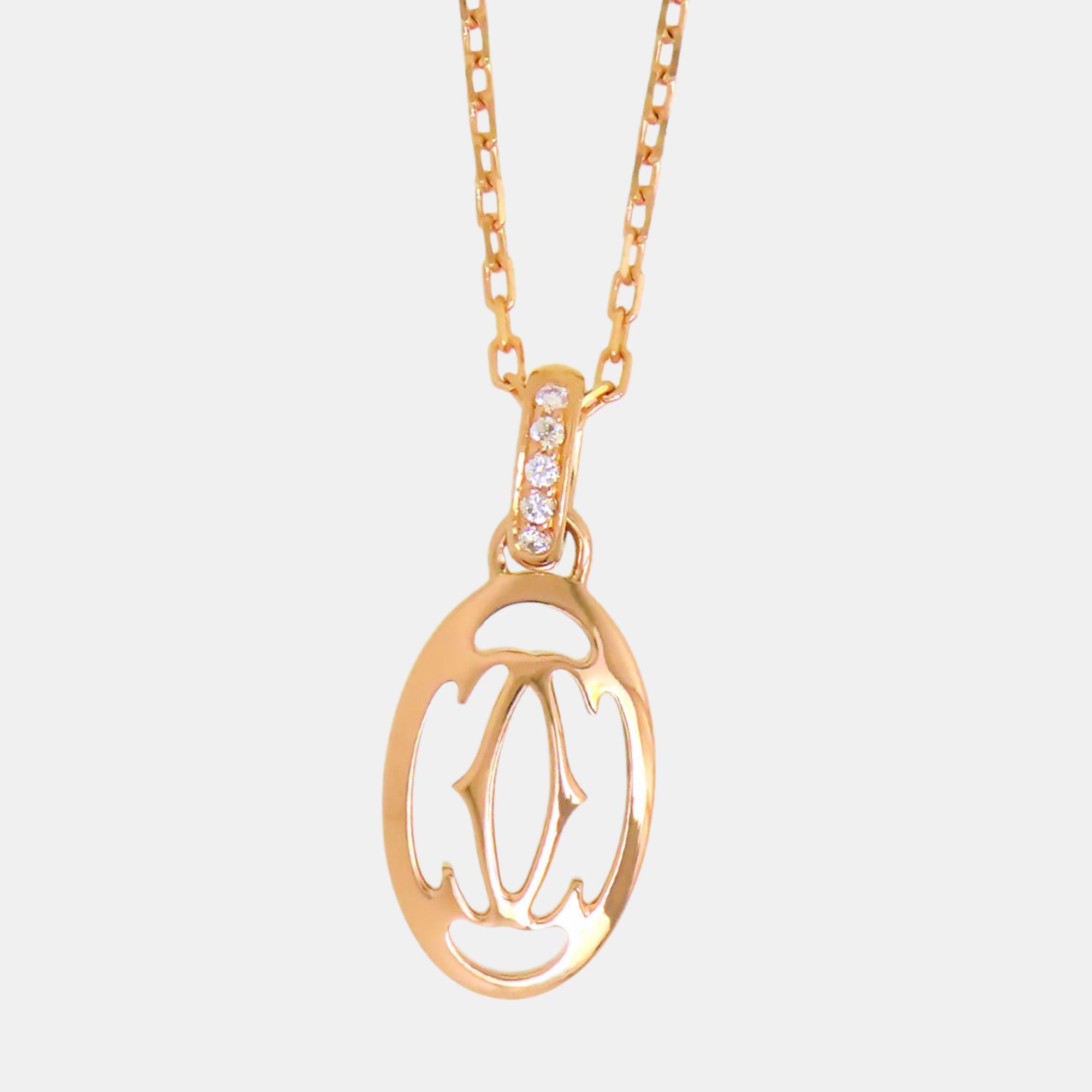 

Cartier 18K Rose Gold and Diamond C De Cartier Pendant Necklace