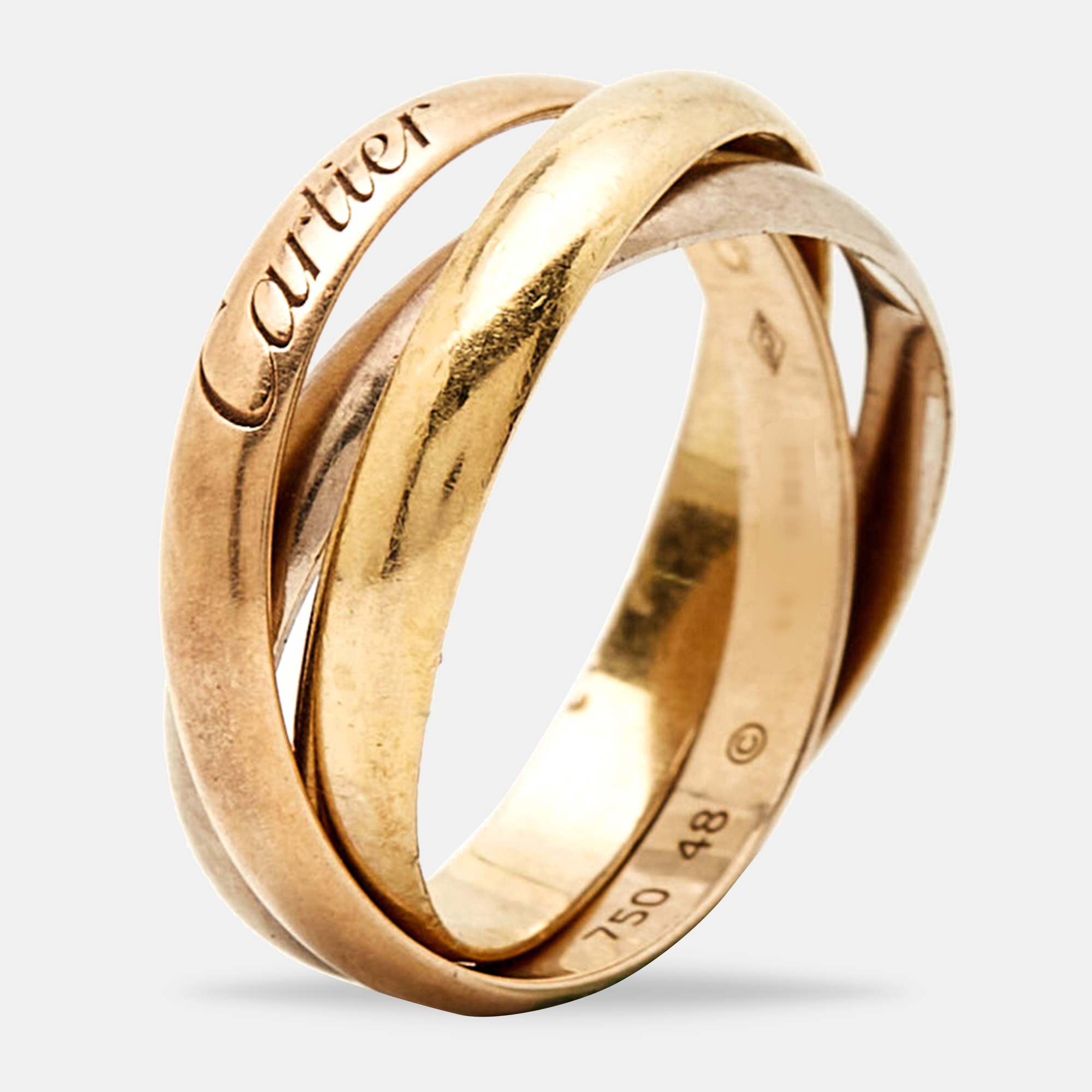 

Cartier Trinity De Cartier Three Tone 18k Gold Rolling Band Ring Size