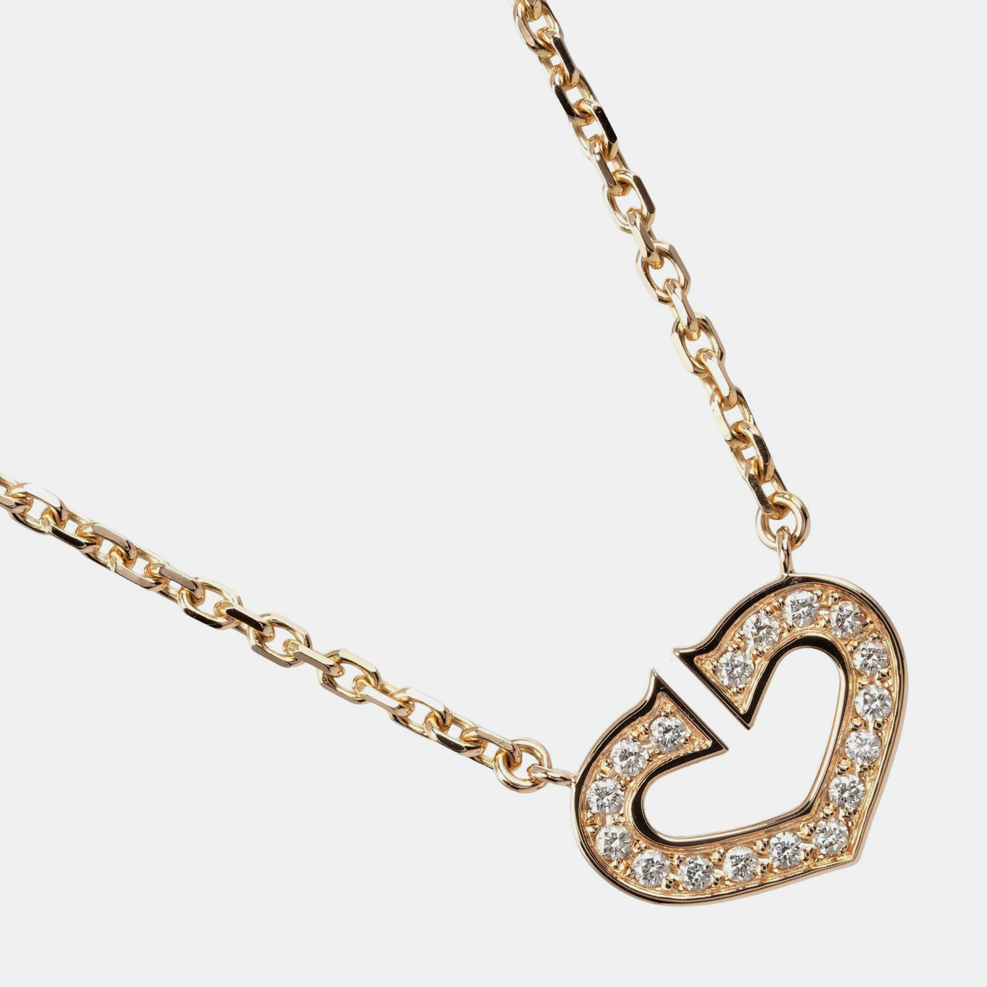 

Cartier 18K Rose Gold and Diamond C De Cartier Heart Pendant Necklace