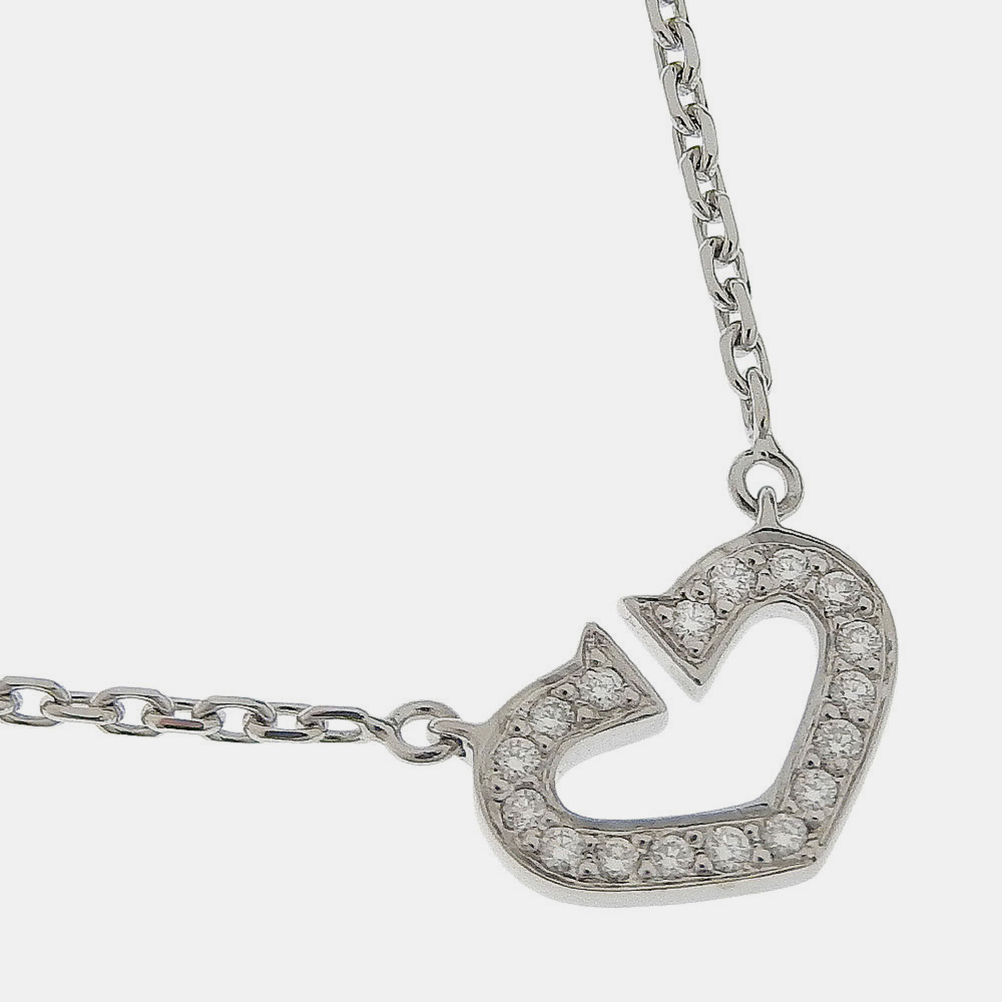 

Cartier 18K White Gold and Diamond C De Cartier Heart Pendant Necklace