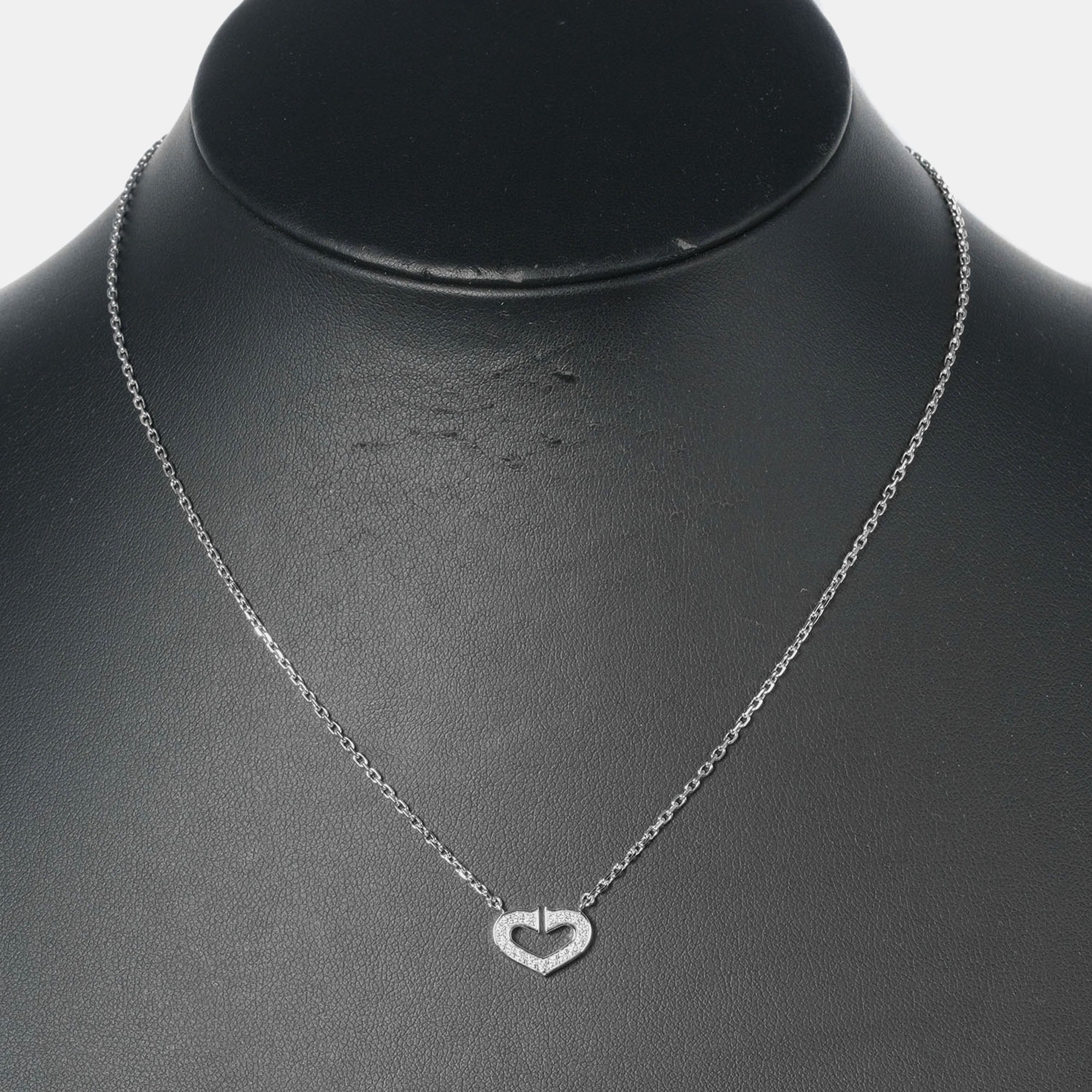 

Cartier 18K White Gold and Diamond C De Cartier Heart Pendant Necklace