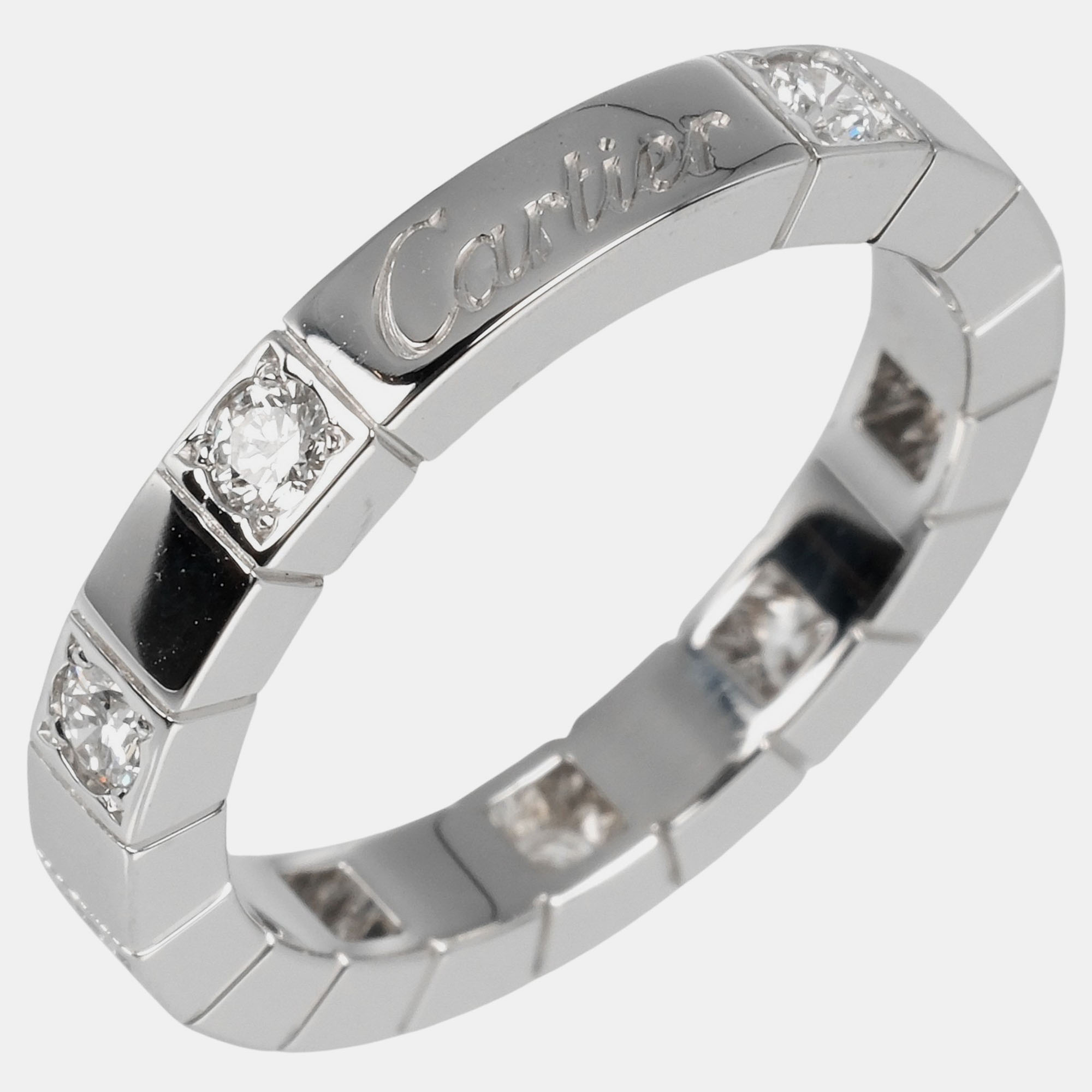 

Cartier 18K White Gold and Diamond Lanieres Band Ring EU 50