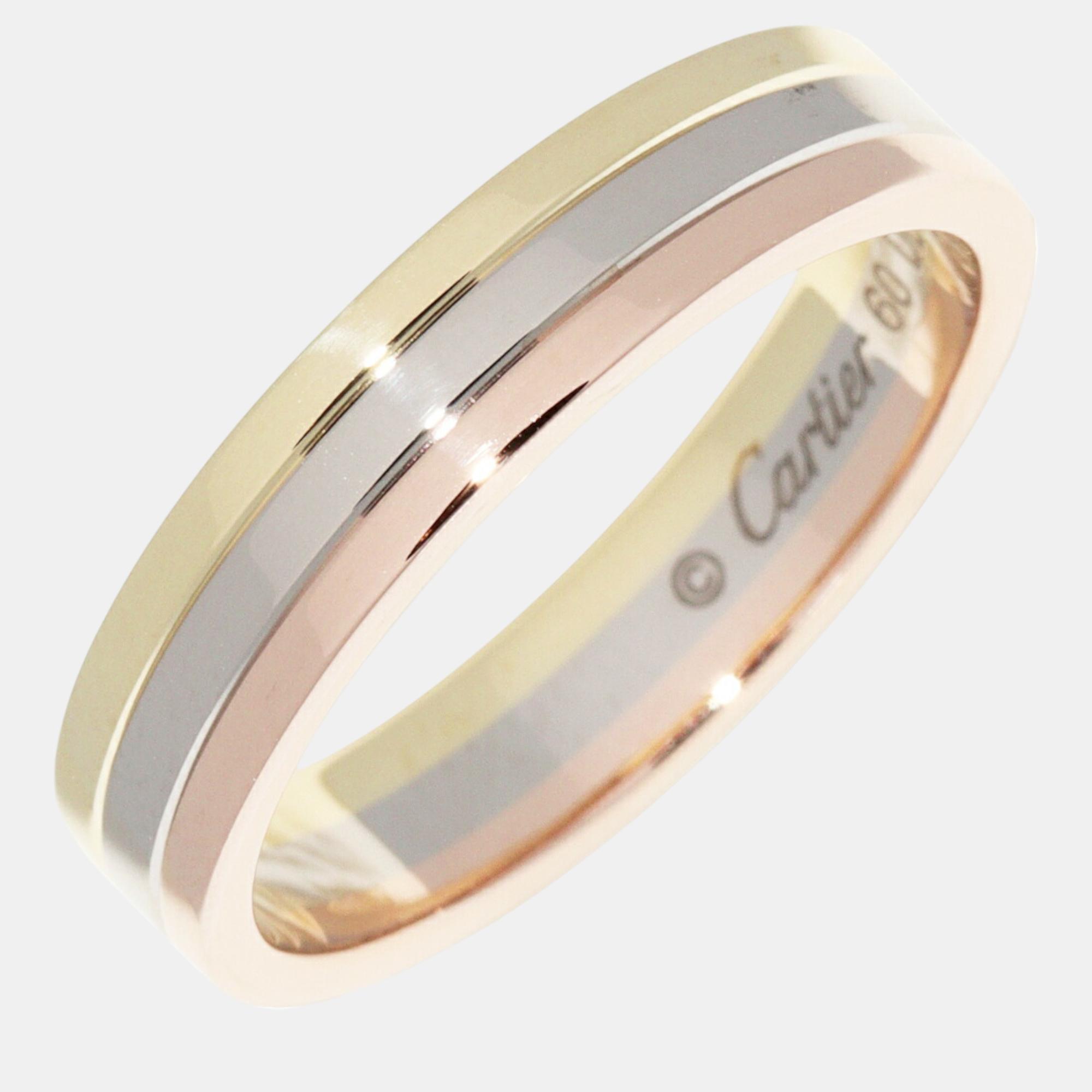 

Cartier 18K Rose, White and Yellow Gold Vendome Band Ring EU 60