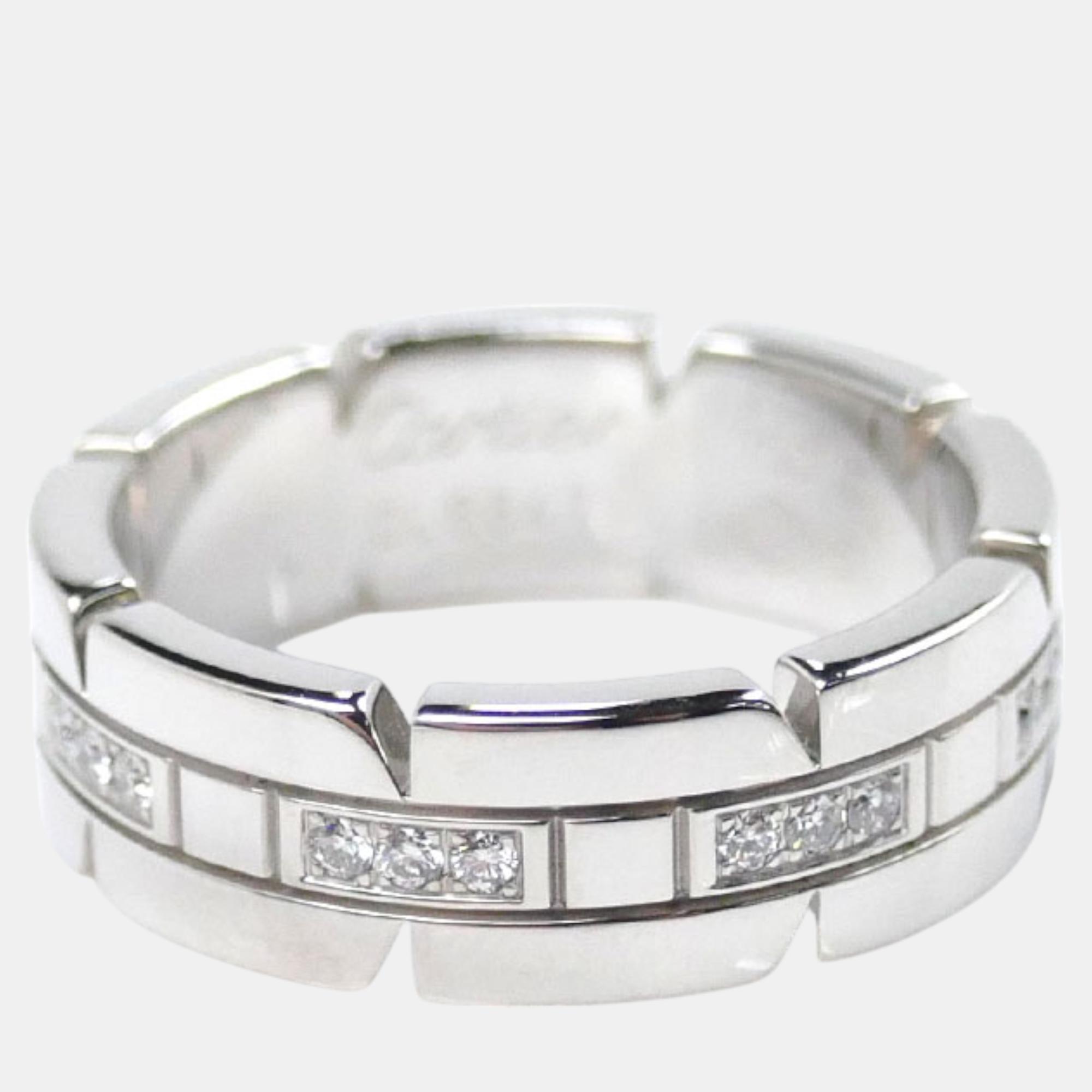 

Cartier 18K White Gold and Diamond Tank Francaise Band Ring EU 51