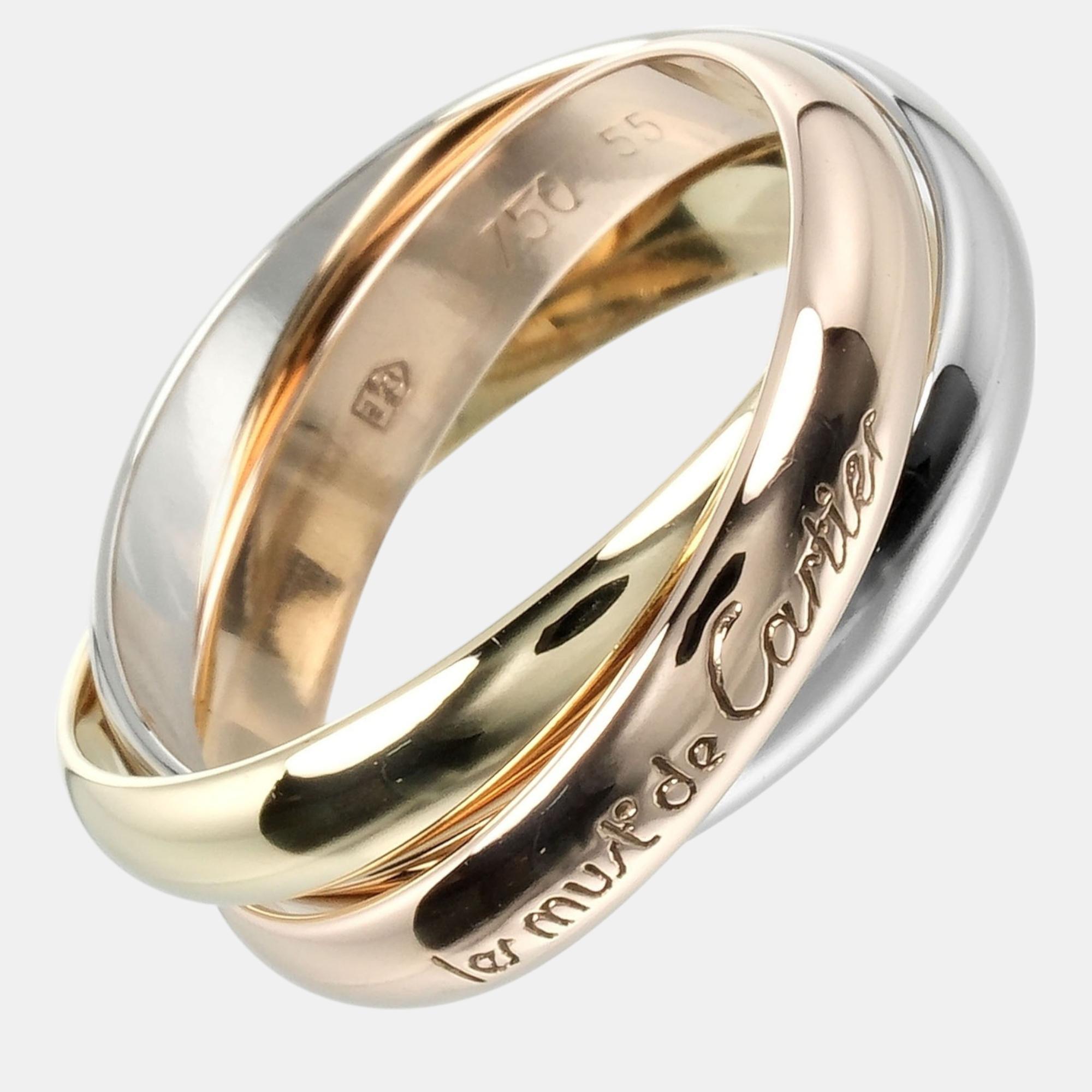 

Cartier 18K Yellow, Rose, White Gold Trinity Band Ring EU 55