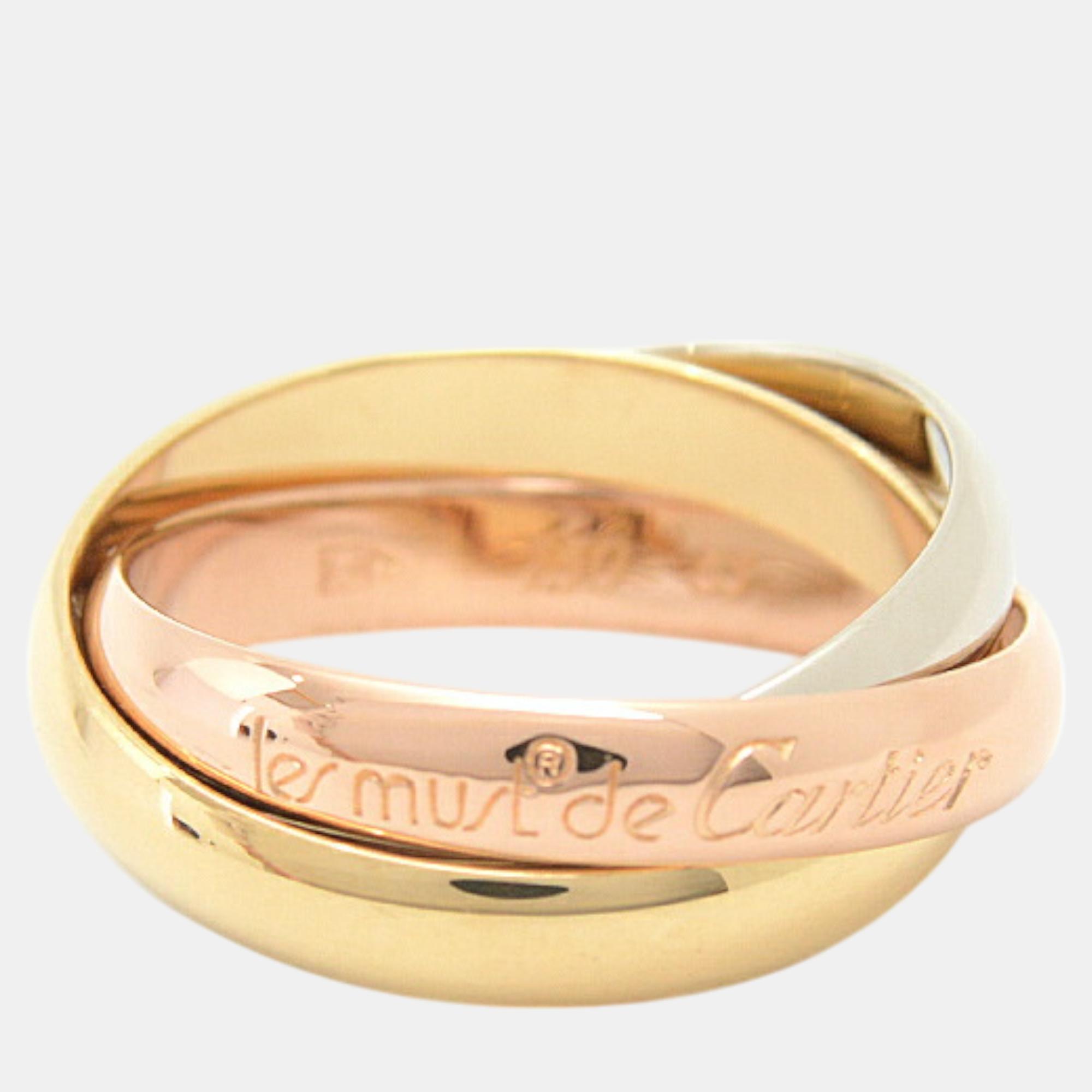 

Cartier 18K Yellow, Rose, White Gold Trinity Band Ring EU 53