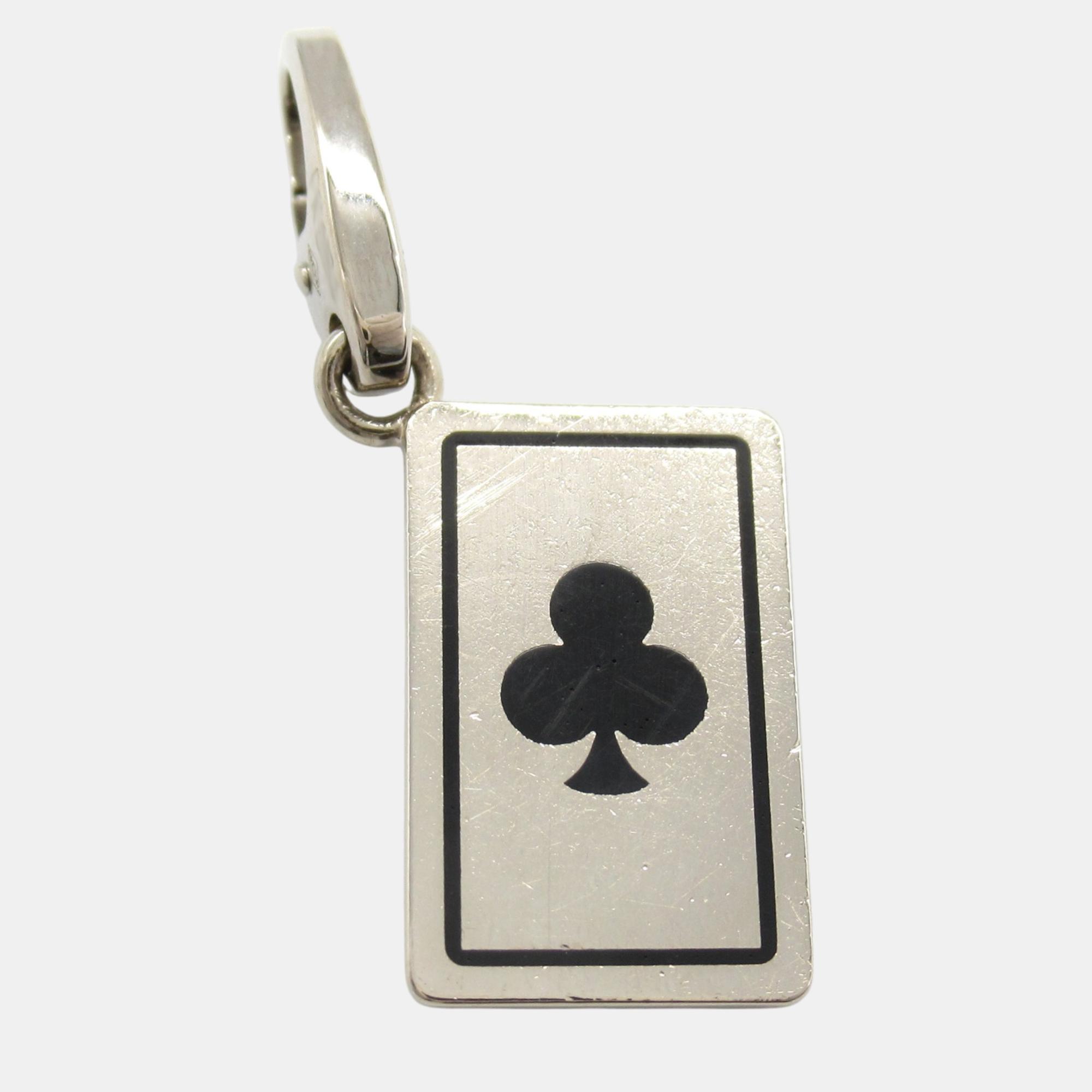 

Cartier 18K White Gold Double C Clover Pendant Charm