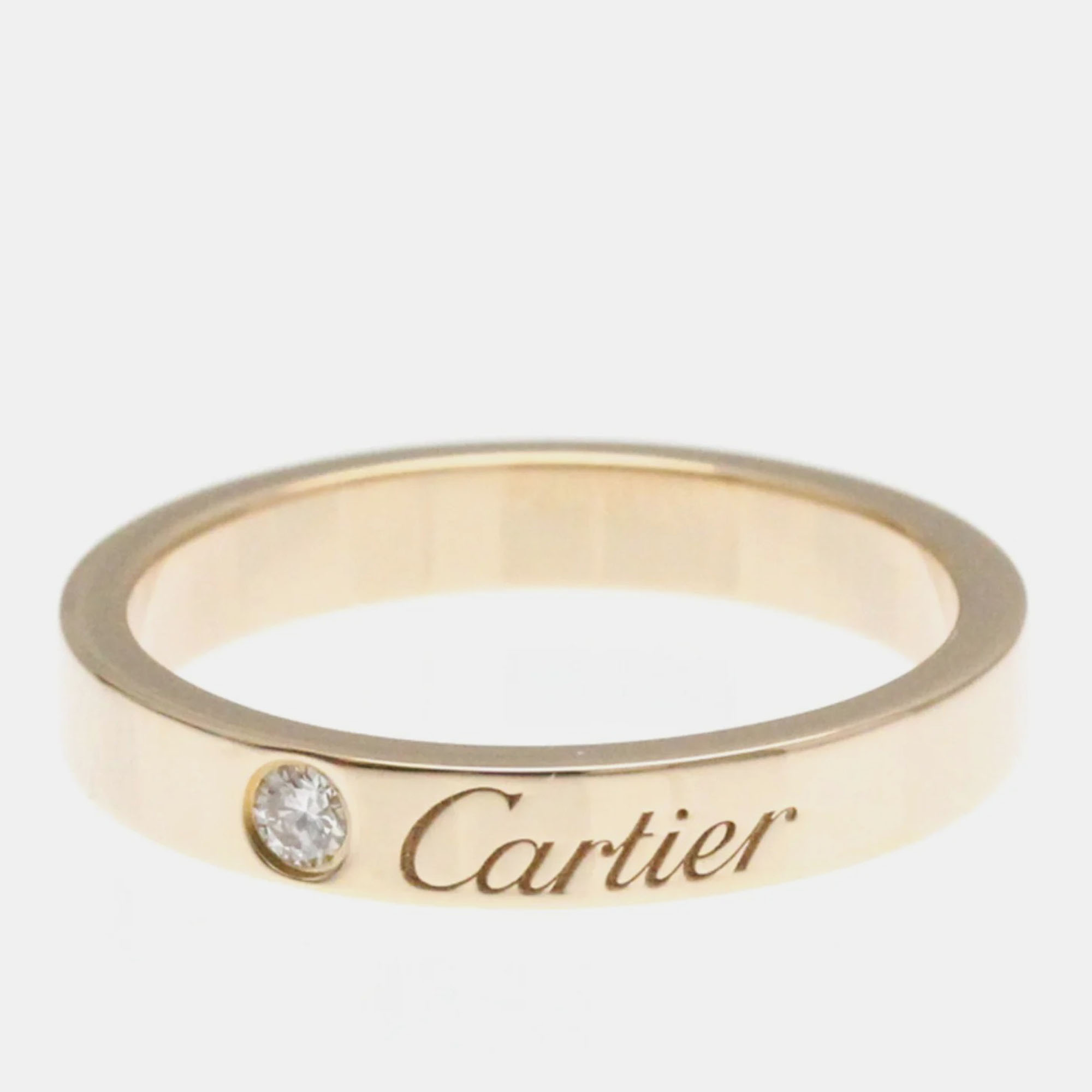 

Cartier 18K Pink Gold Diamond Engraved Band Ring EU 51