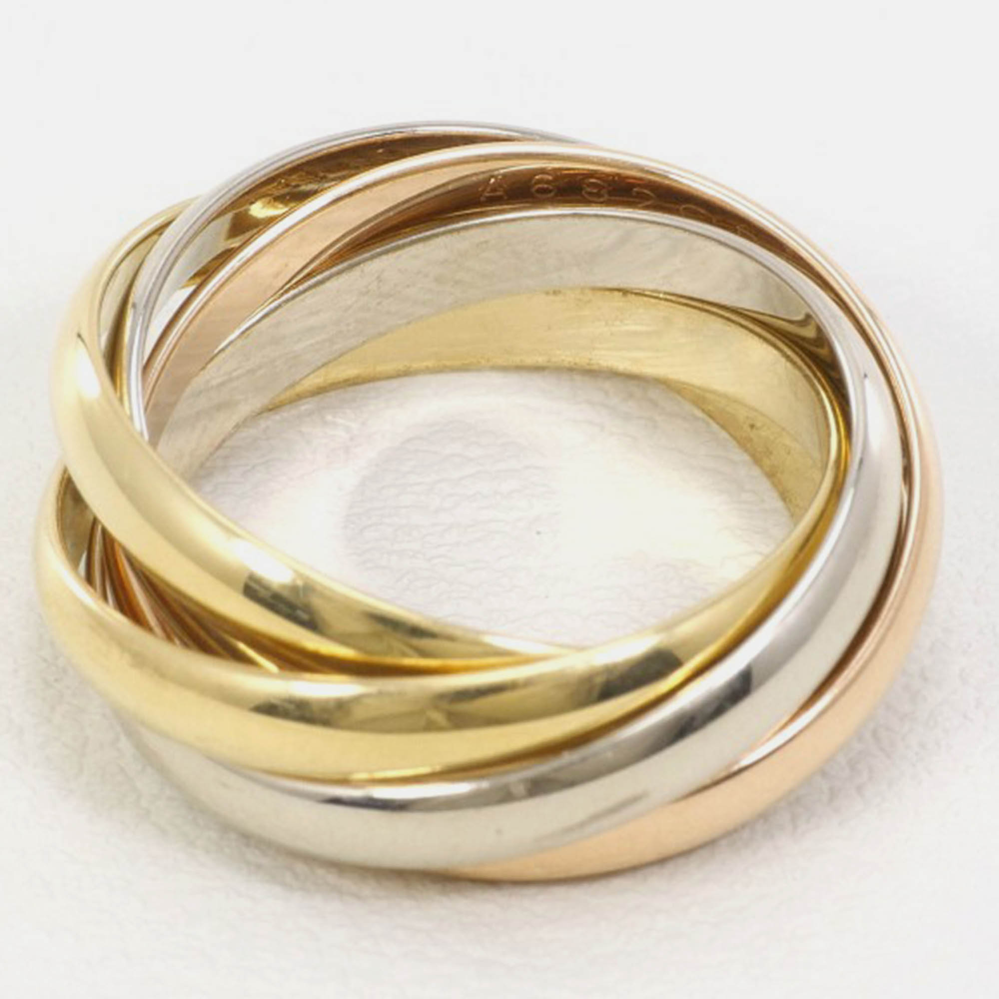 Cartier 18K Yellow, Rose, White Gold Trinity Band Ring EU 50 