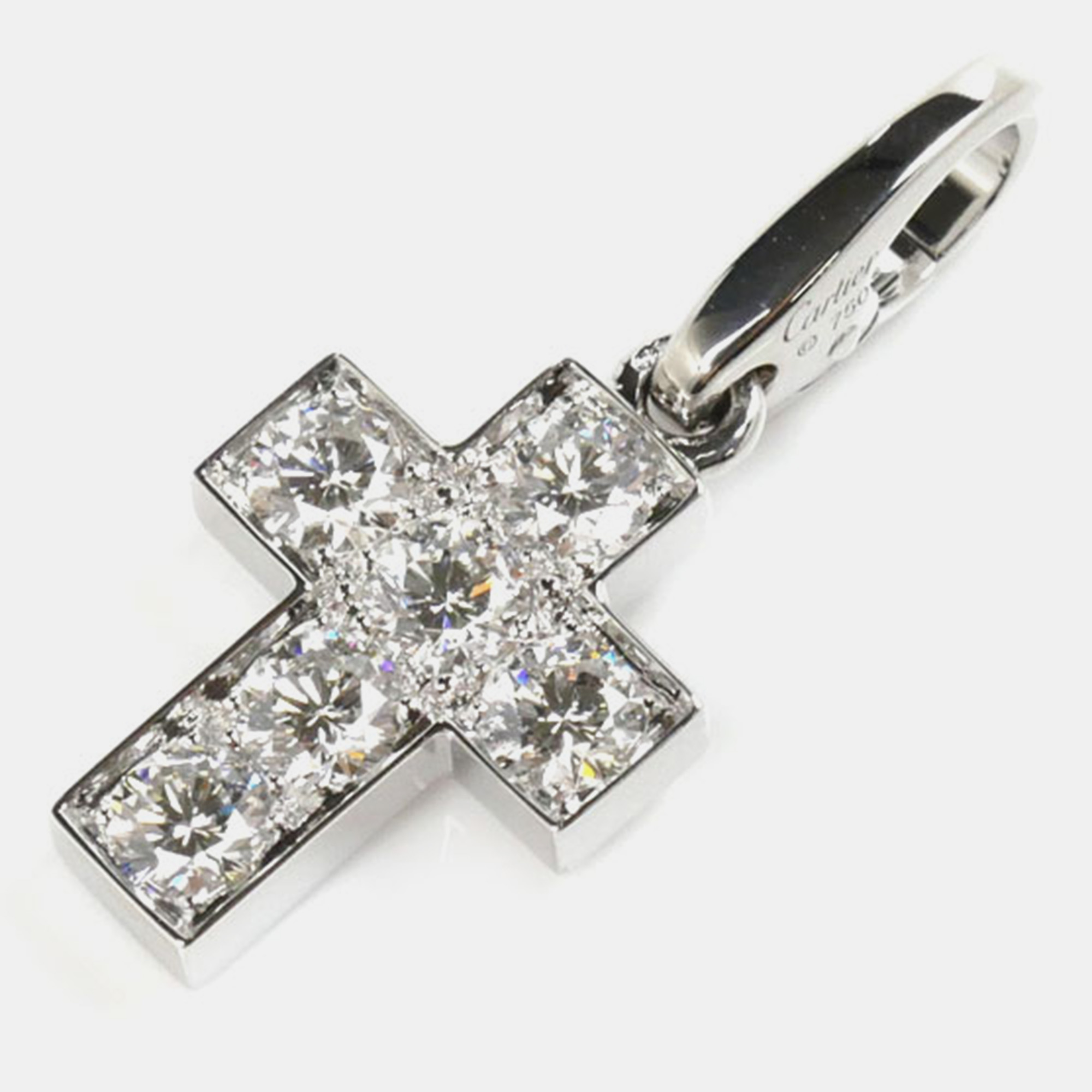 

Cartier 18K White Gold and Diamond Cross Charm Pendant