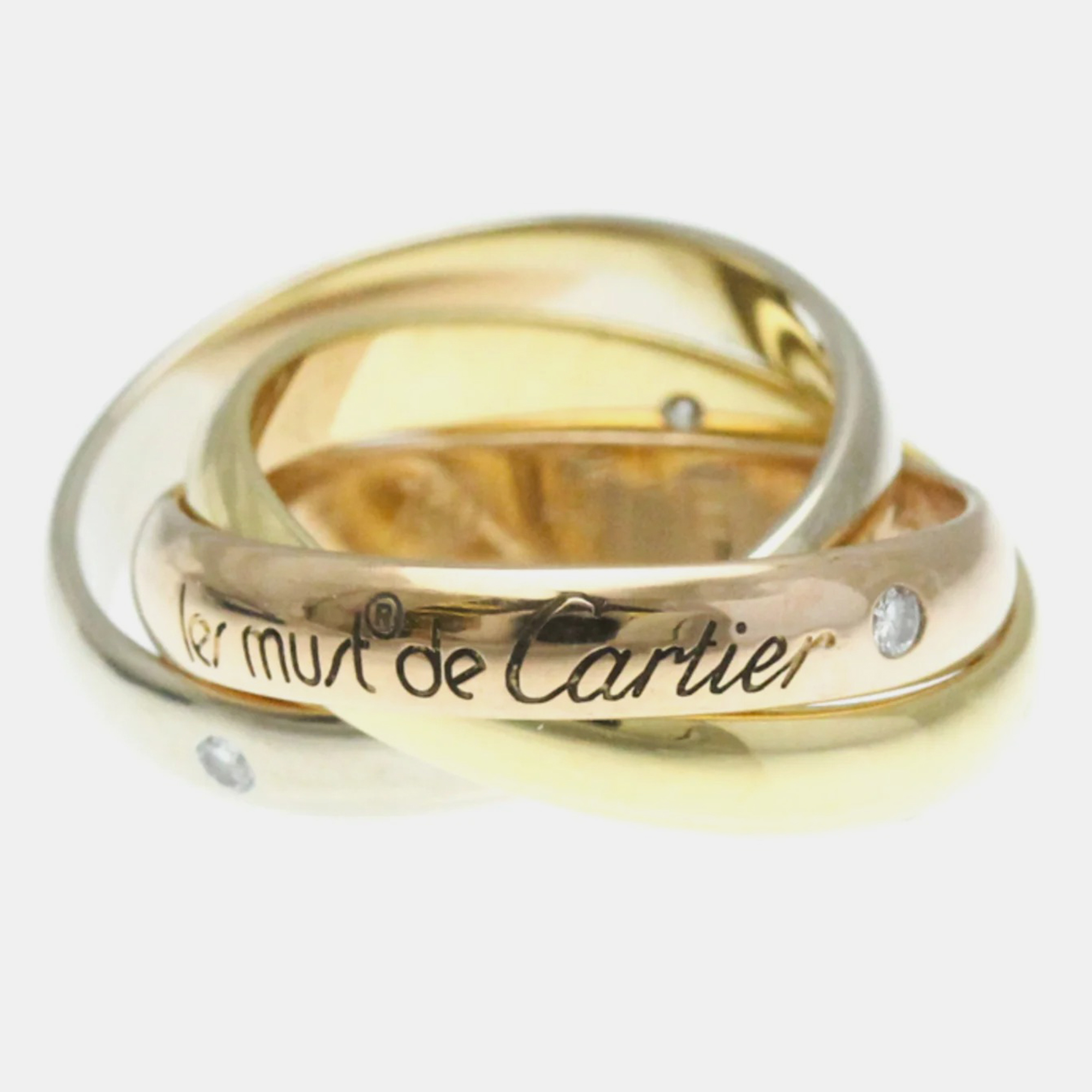 

Cartier 18K Yellow, Rose, White Gold Trinity Band Ring EU 49