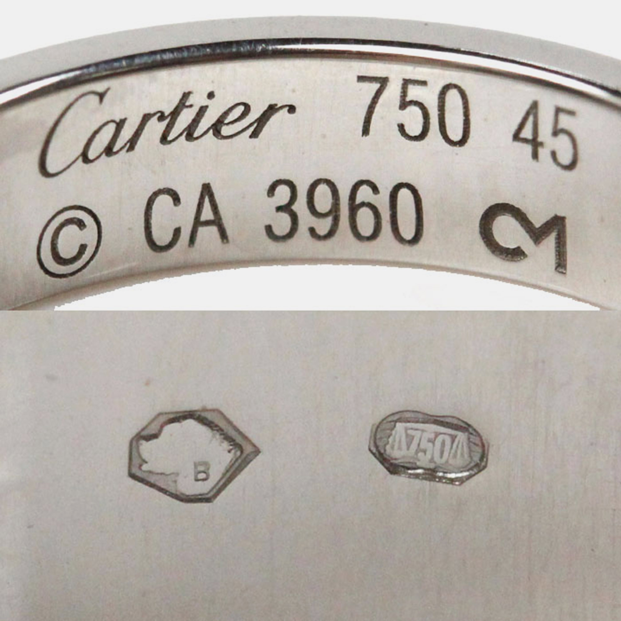 Cartier 18K White Gold Love Platinum Ring EU 45 