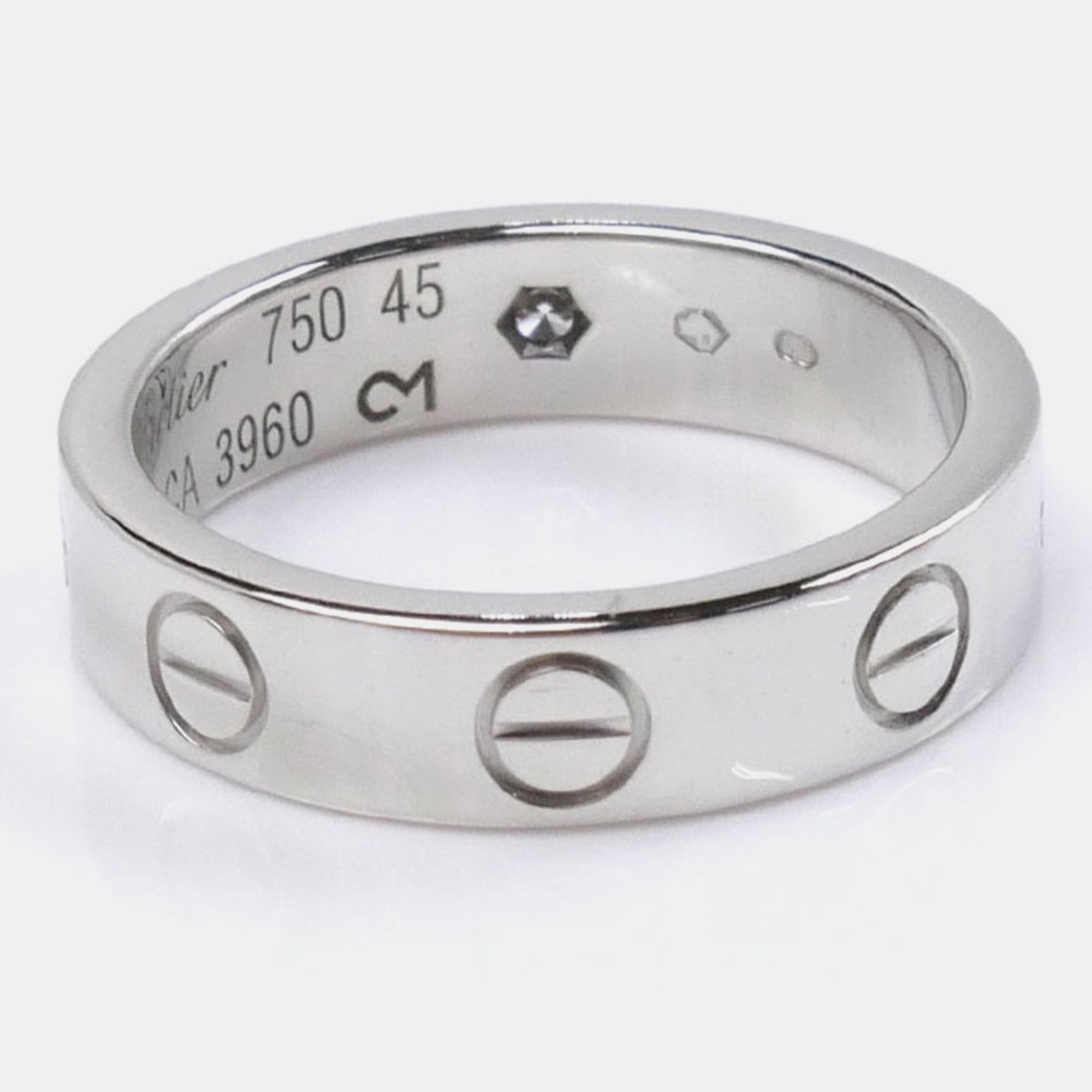 Cartier 18K White Gold Love Platinum Ring EU 45 