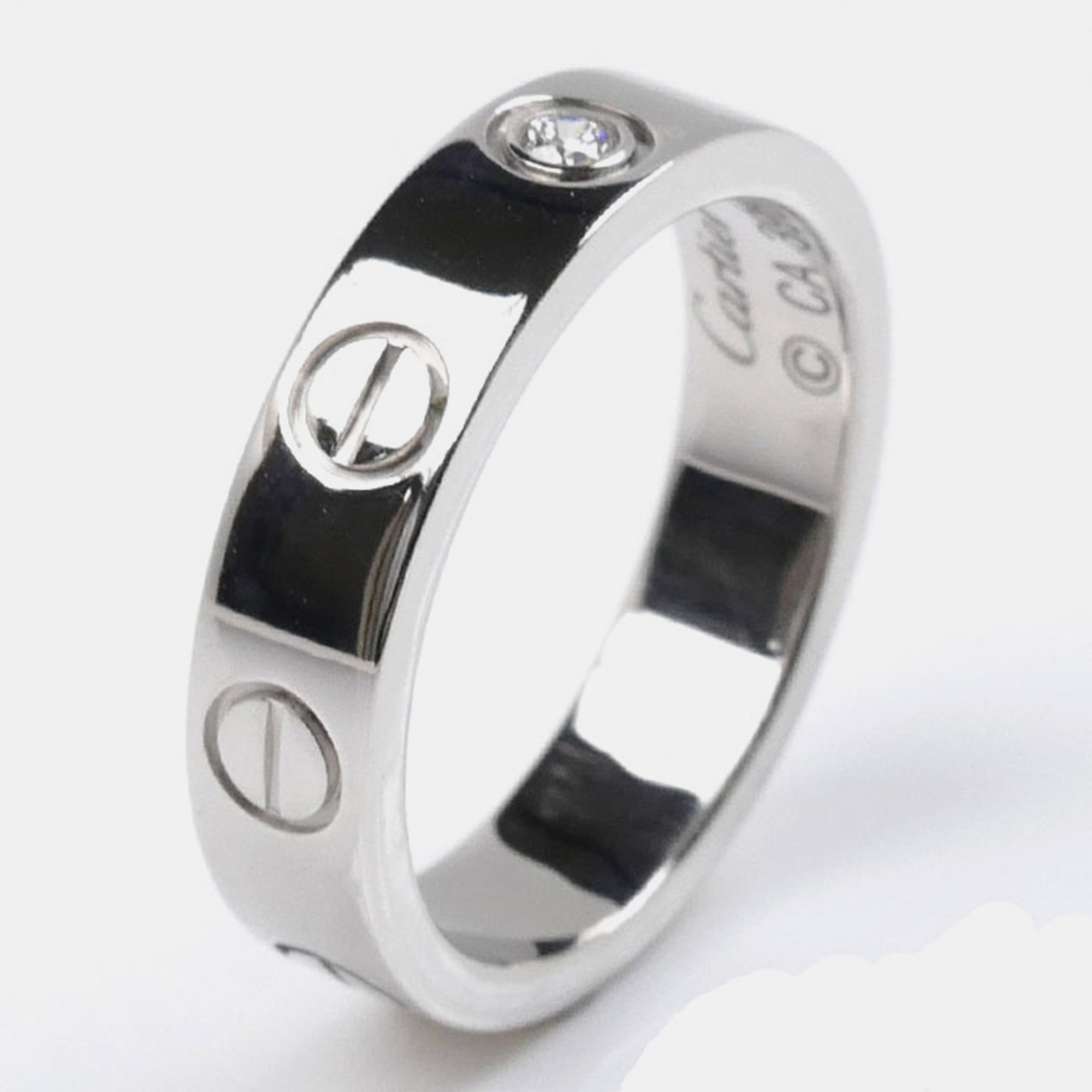 Cartier 18K White Gold Love Platinum Ring EU 45 