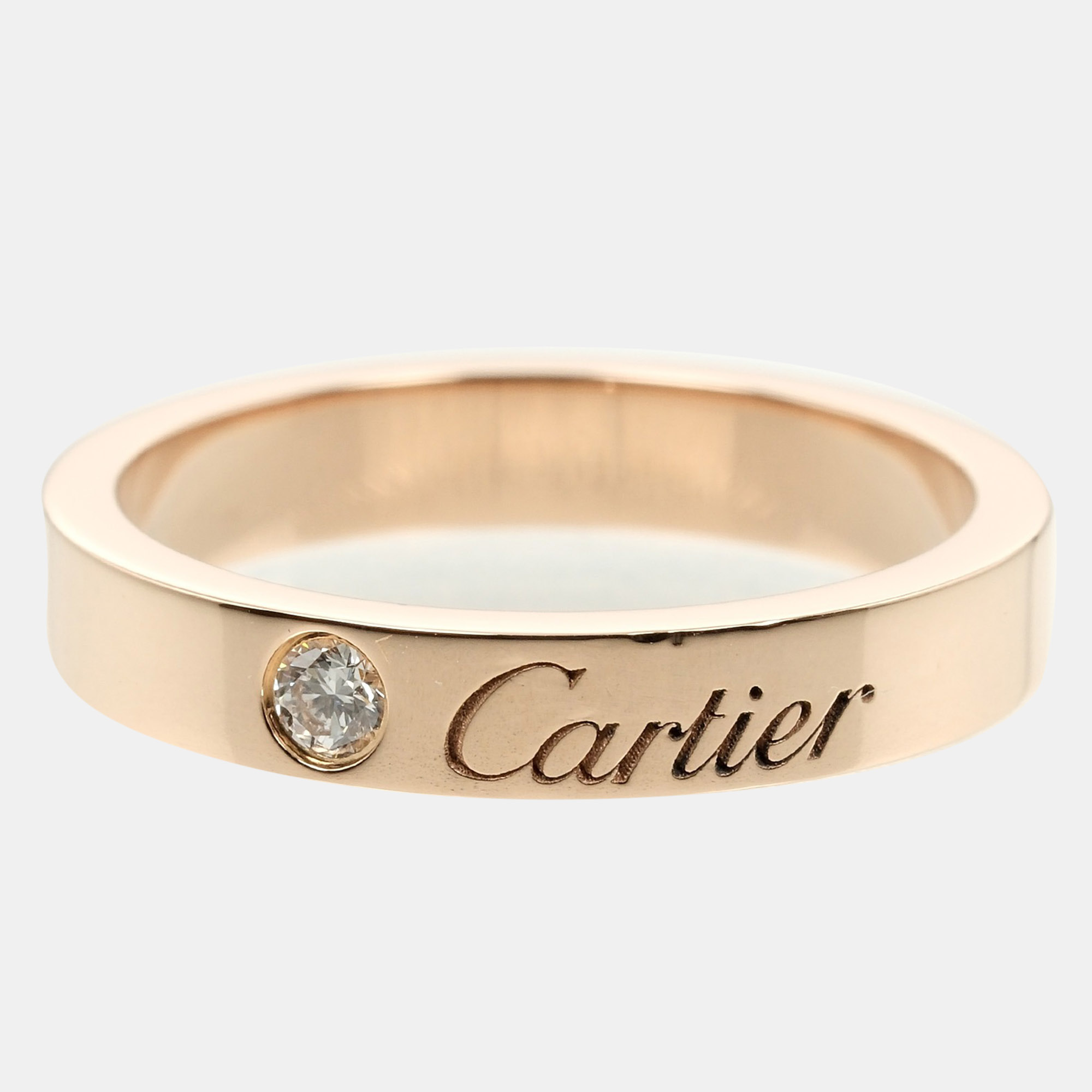 

Cartier 18k Rose Gold C de Cartier Diamond Wedding Band Ring EU 47