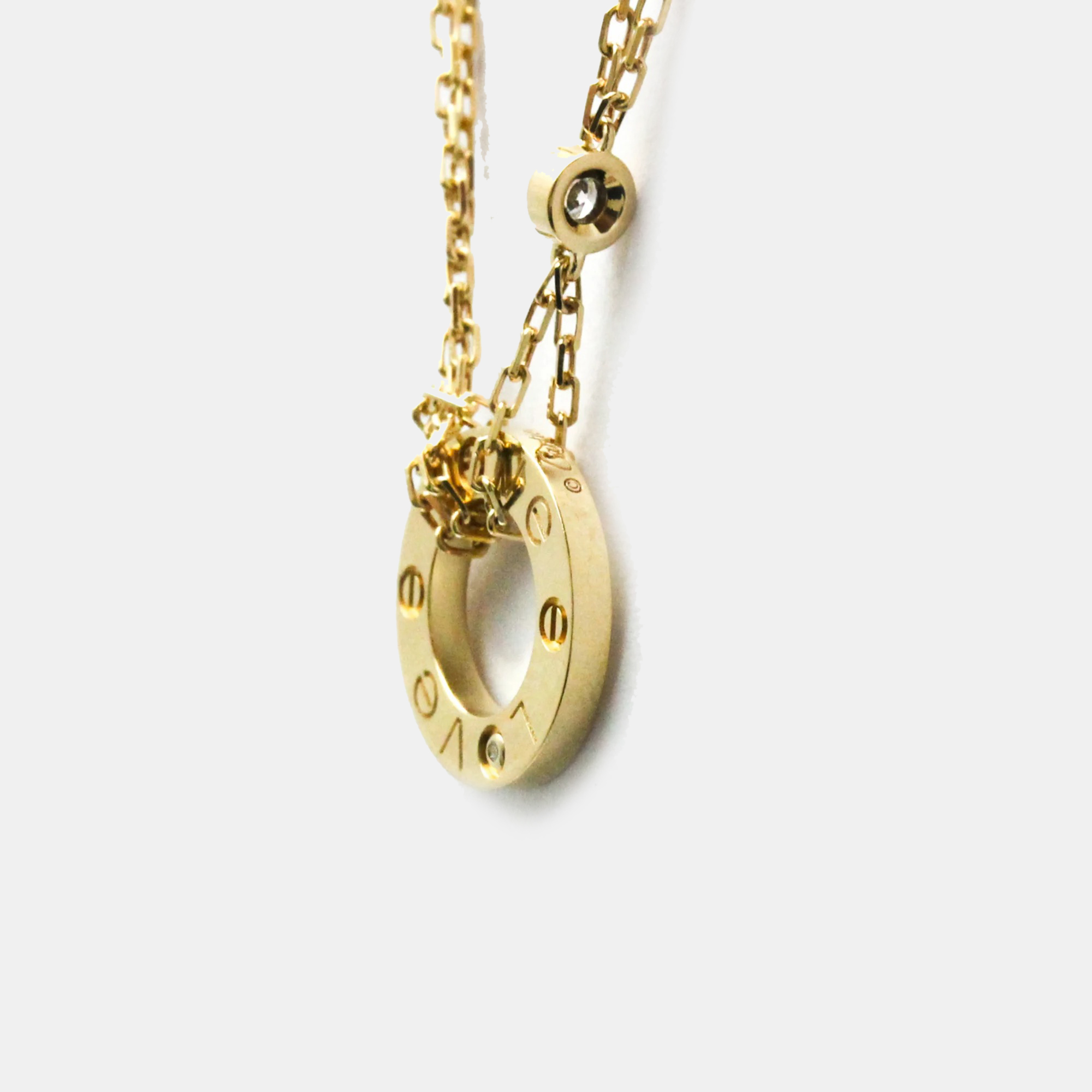 Cartier 18K Yellow Gold and Diamond Love Pendant Necklace 