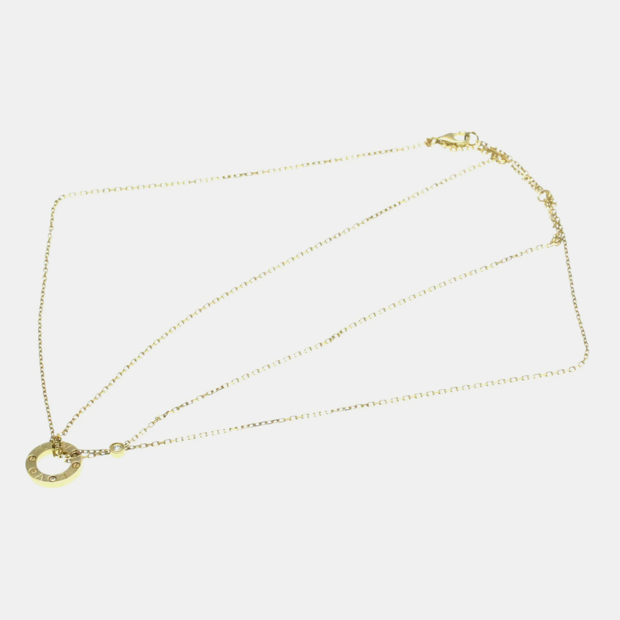 Cartier 18K Yellow Gold and Diamond Love Pendant Necklace 