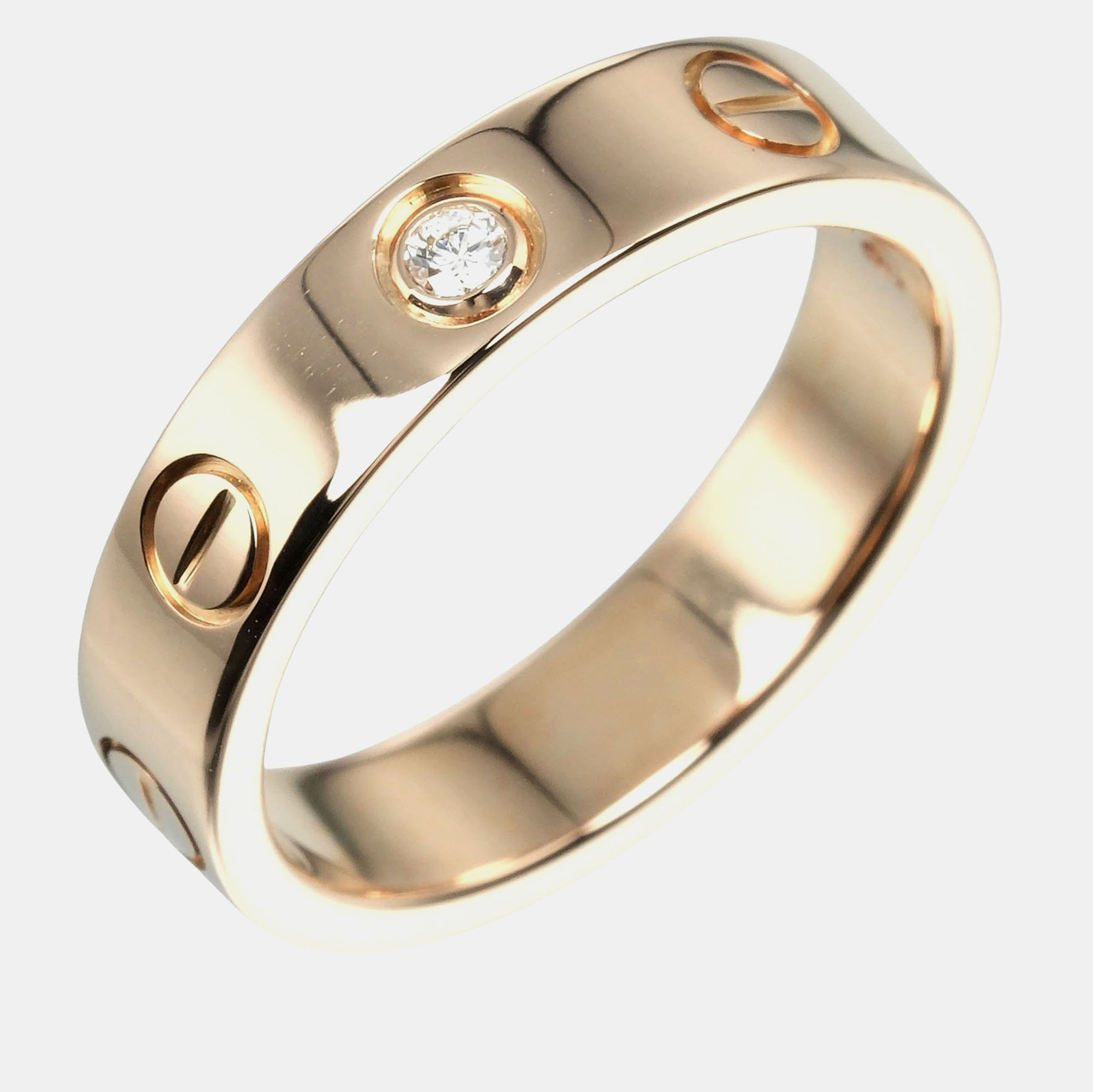 

Cartier 18K Rose Gold and Diamond Love Band Ring EU 46