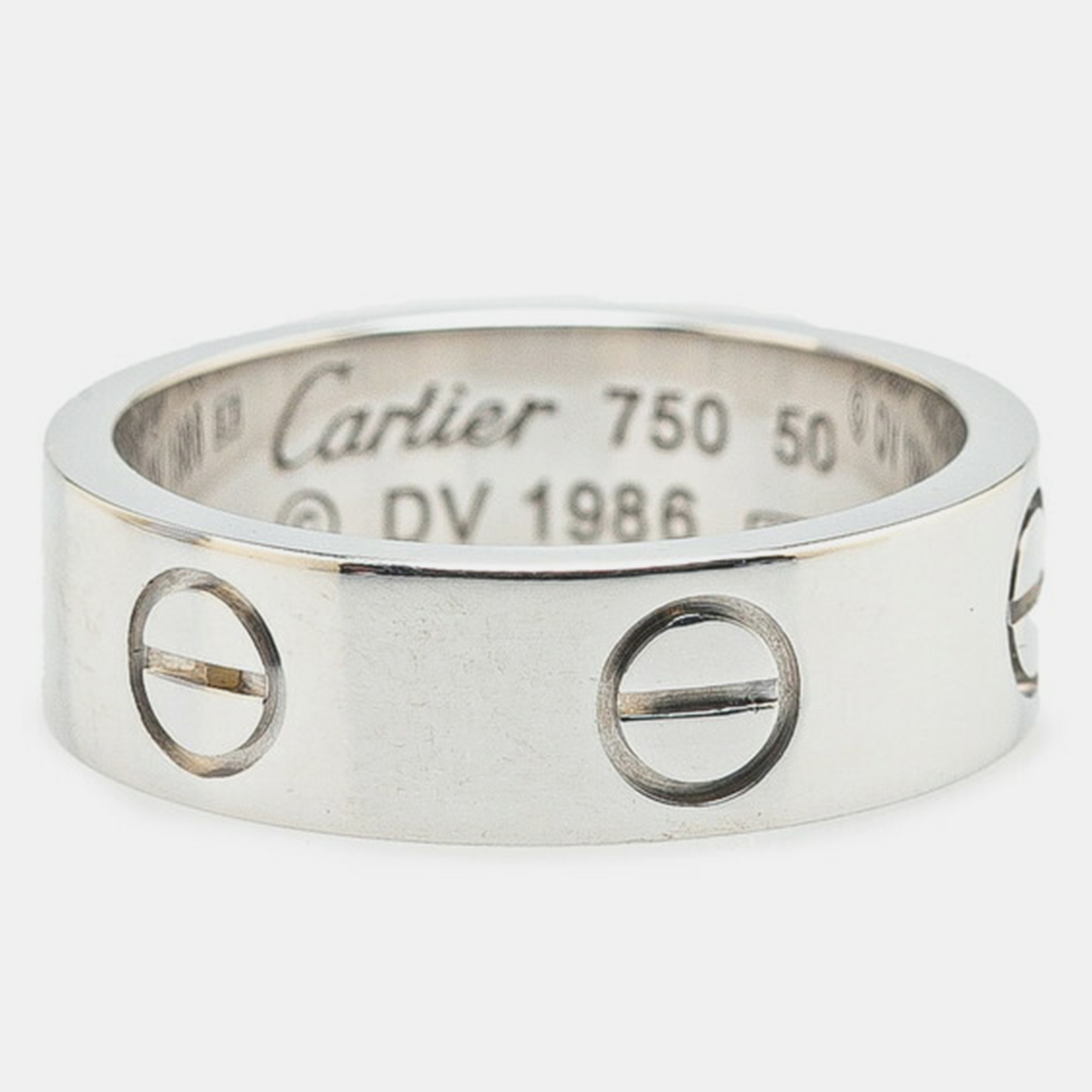 Cartier 18K White Gold Love Band Ring EU 50 