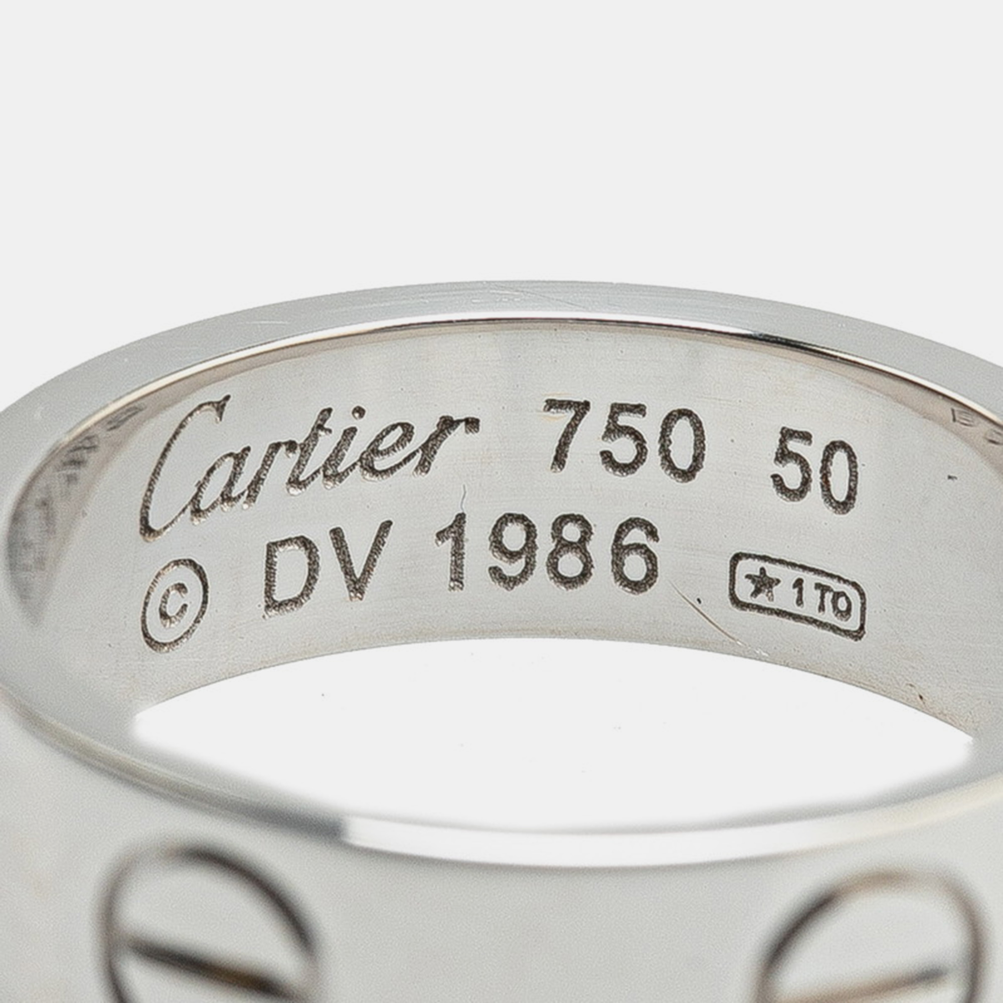 Cartier 18K White Gold Love Band Ring EU 50 