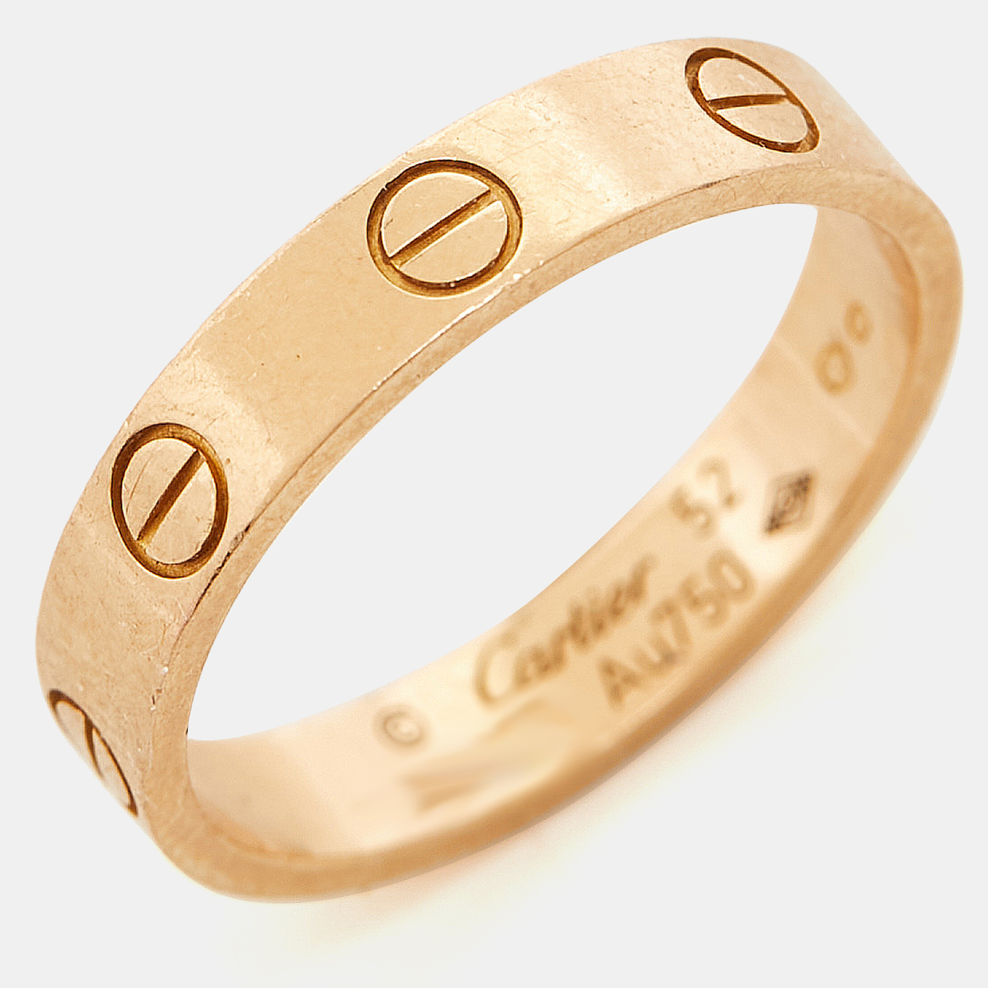 Cartier Love 18k Rose Gold Wedding Band Ring Size 52 